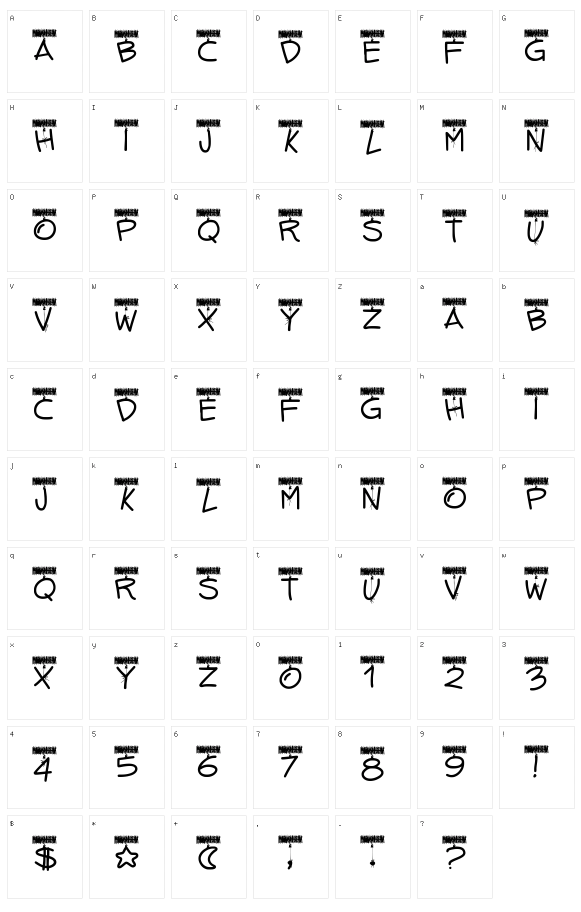 PW Tinsel Letters Character Set