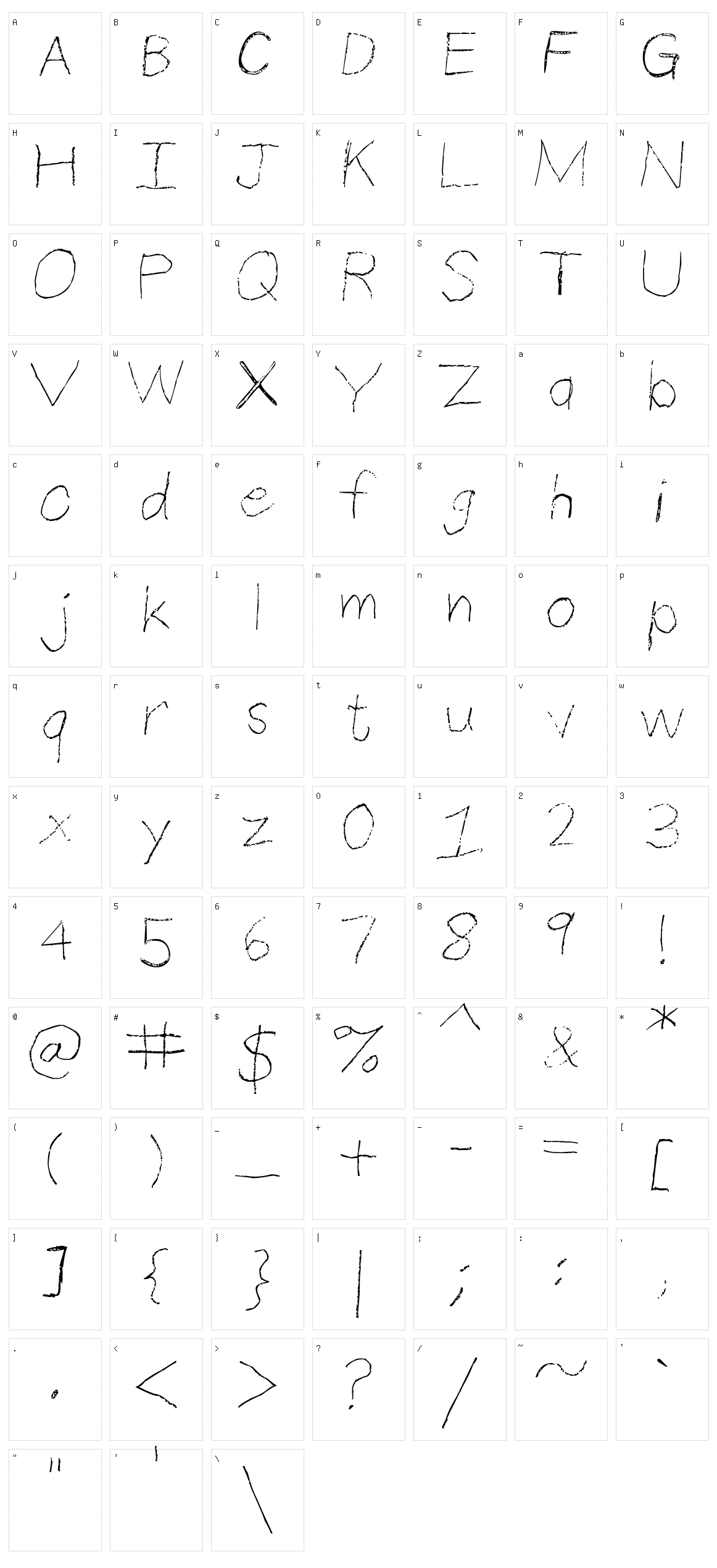 Thin Pencil Handwriting Character Set