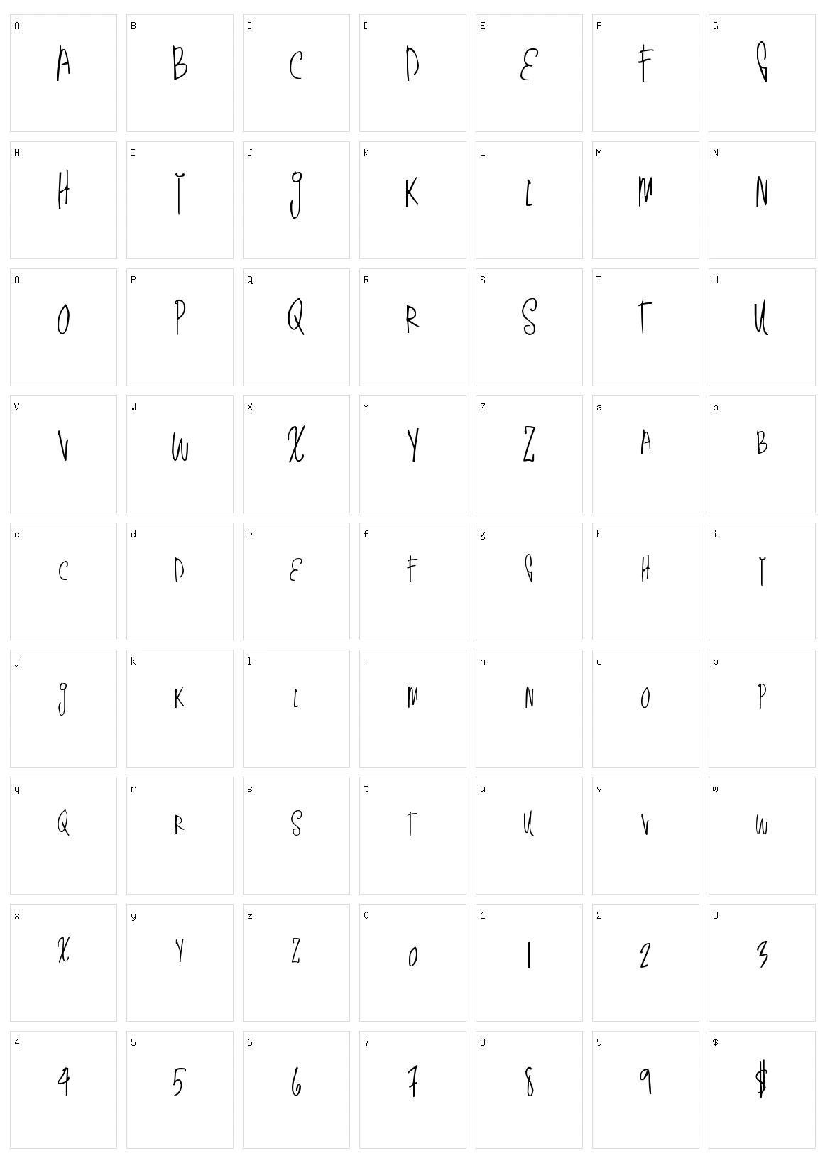 Thin Simple Character Set