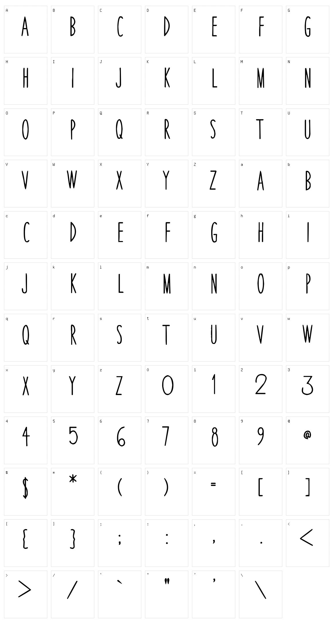 Thin Skinned Character Set