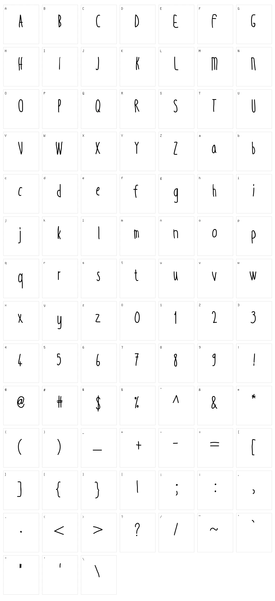 Thin Tall Character Set