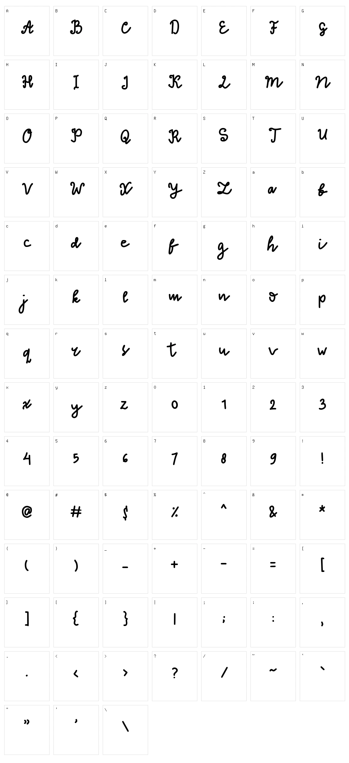 Thinna Bell Character Set