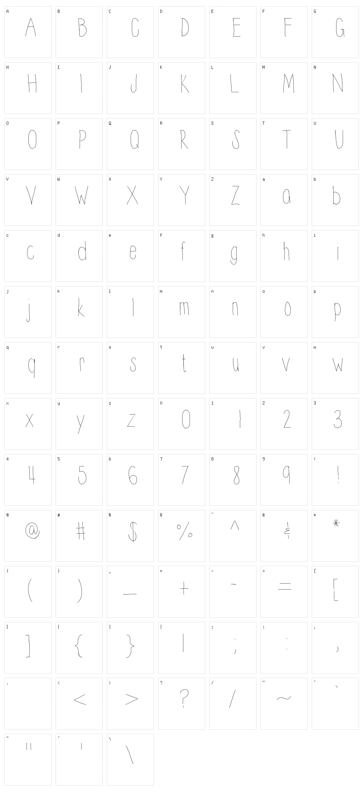 Thinnyness Character Set