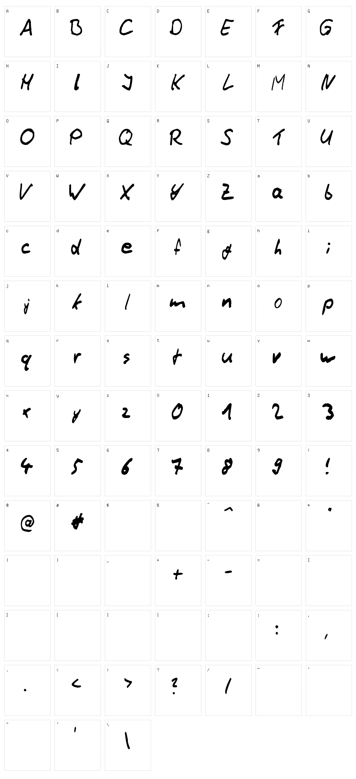 Thommy Handwrite Character Set