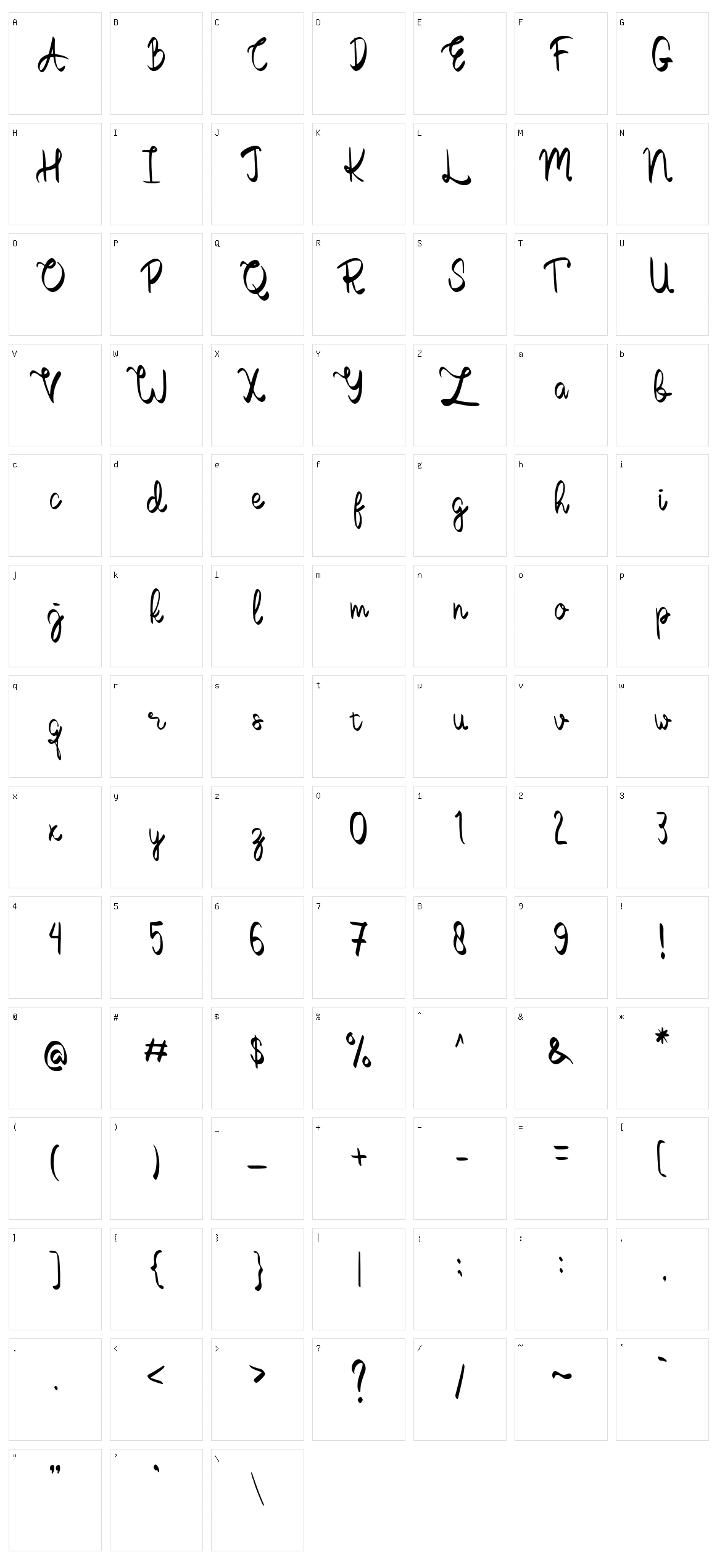Thumbellia Character Set