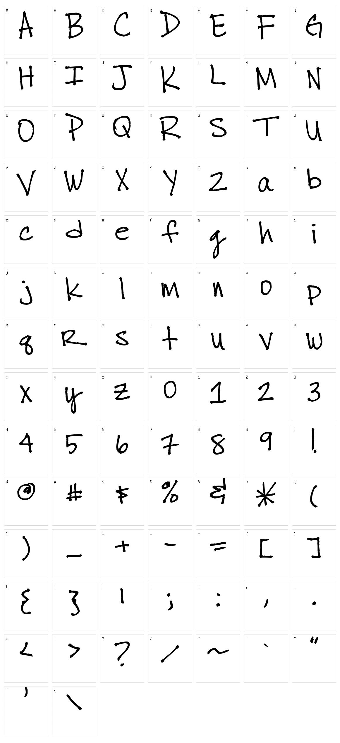 Thuys Chicken Scratch Character Set