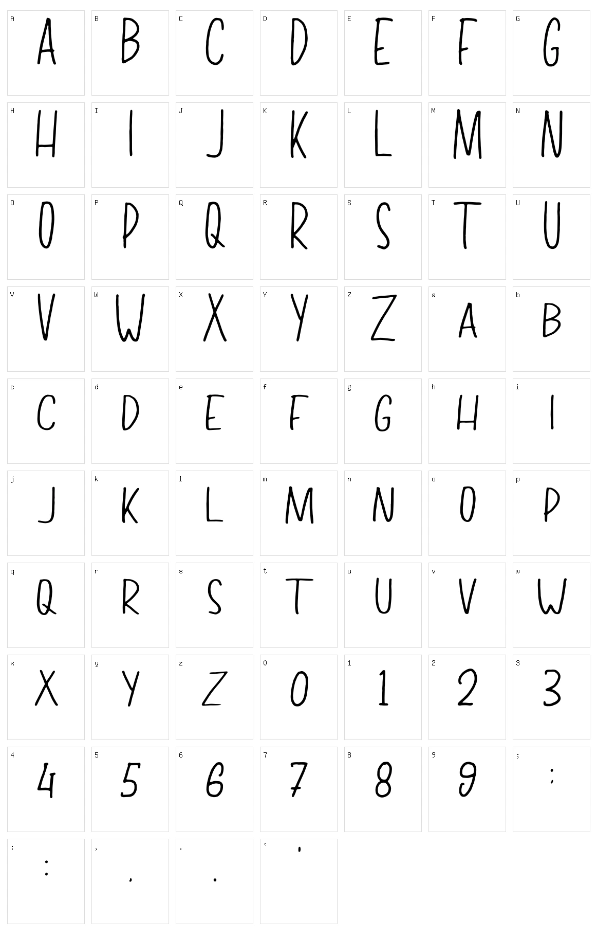 Tiffany Sans Character Set