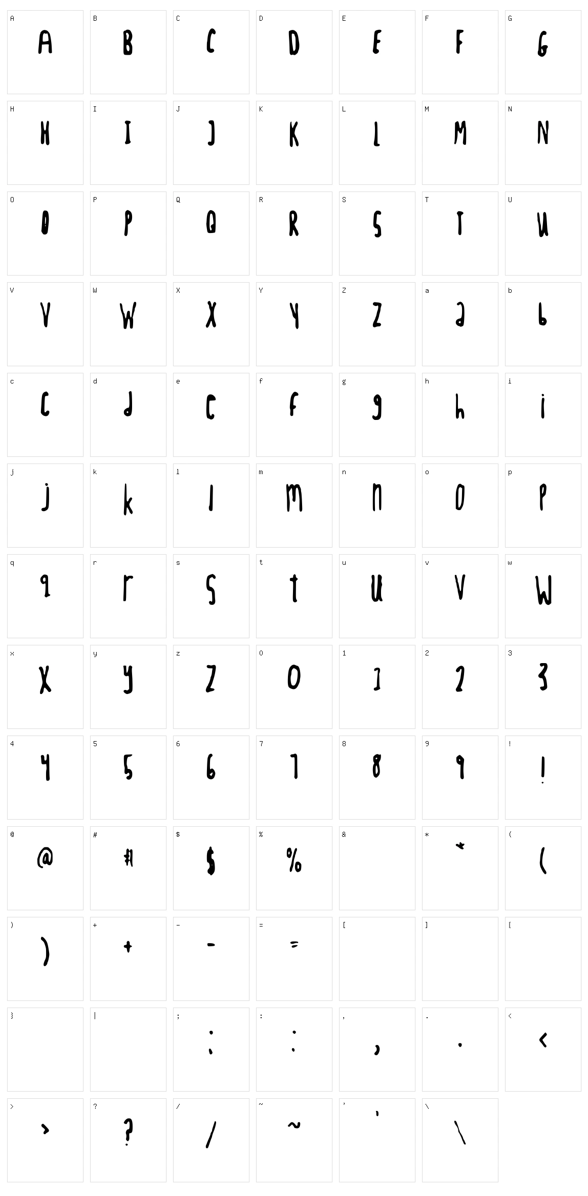 Tight Script Character Set