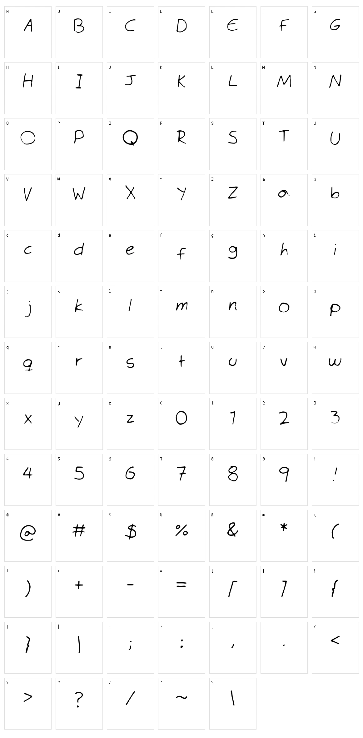 Times Mene Roman Character Set