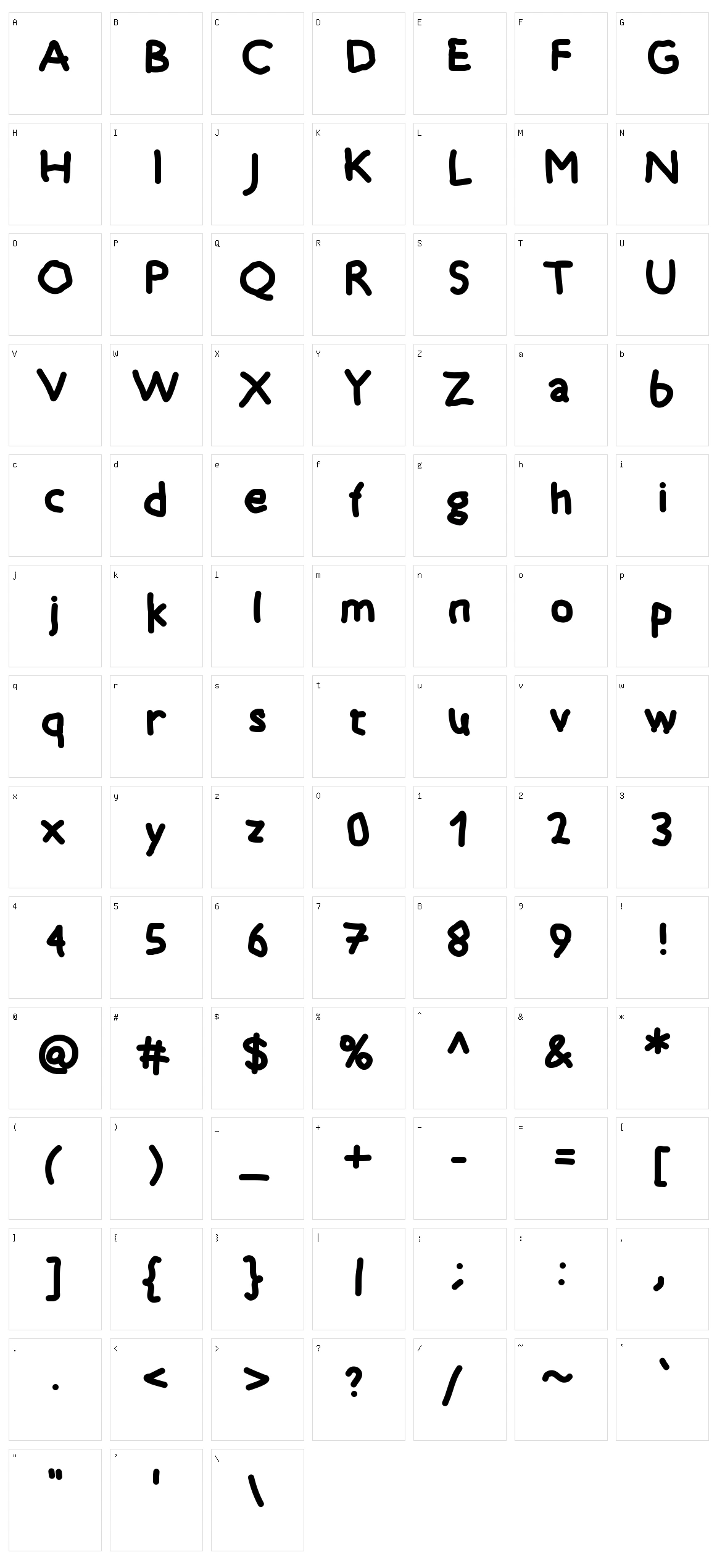 TimKid Character Set