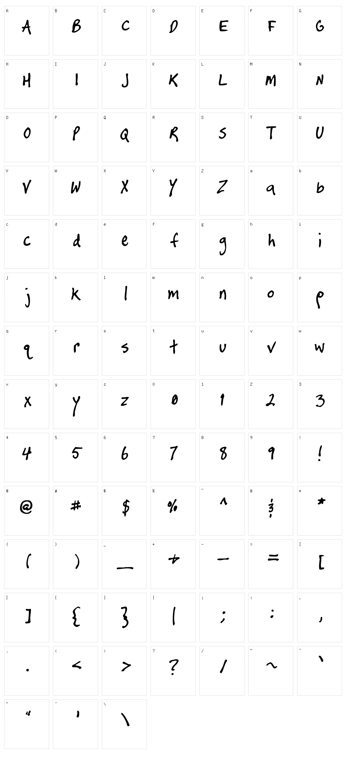 Timtastic ! Character Set