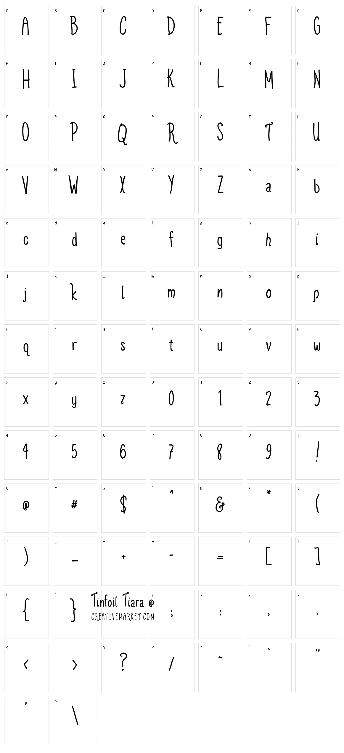 Tinfoil Tiara Character Set