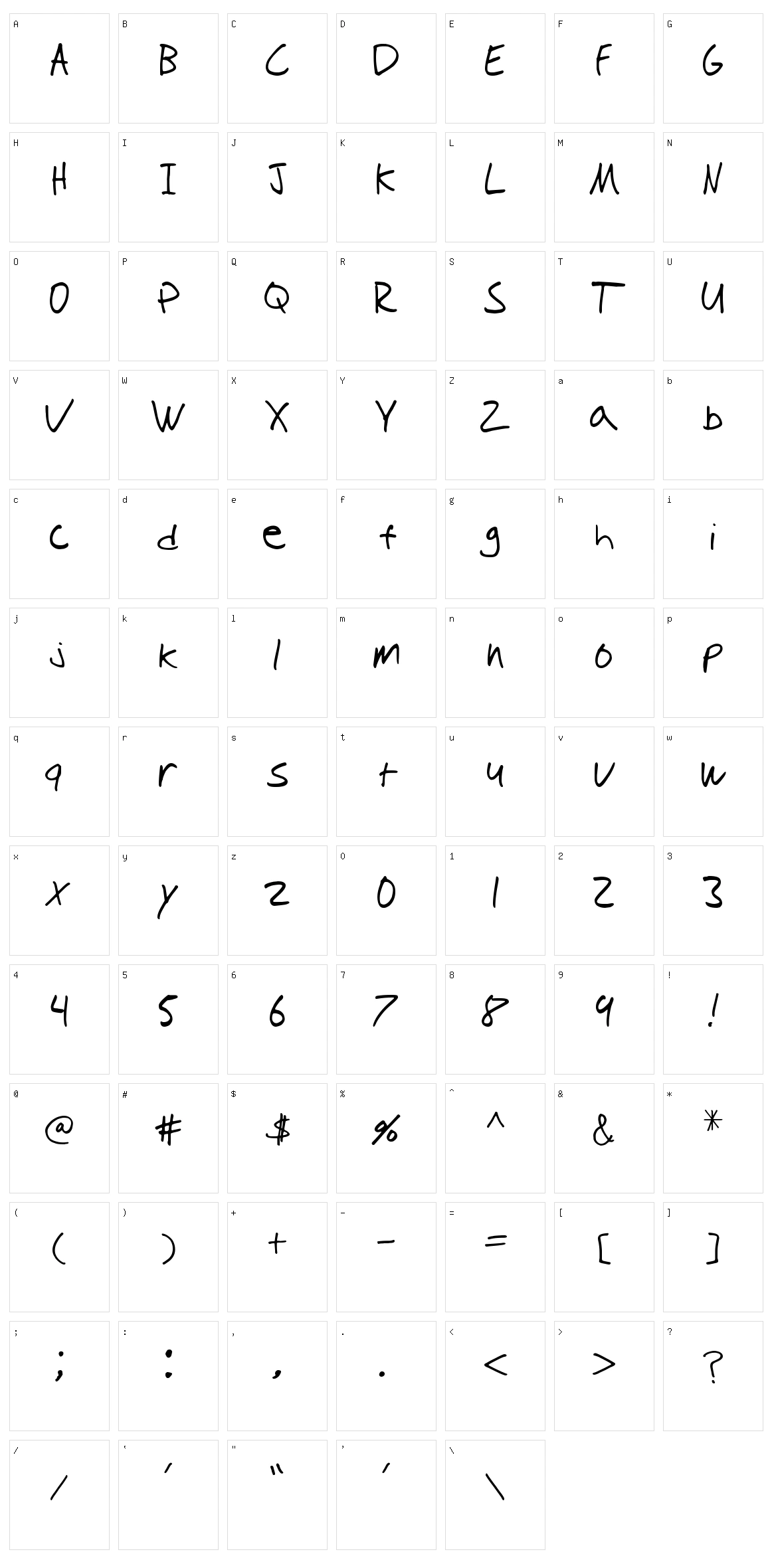 Tioem Handwritten Character Set