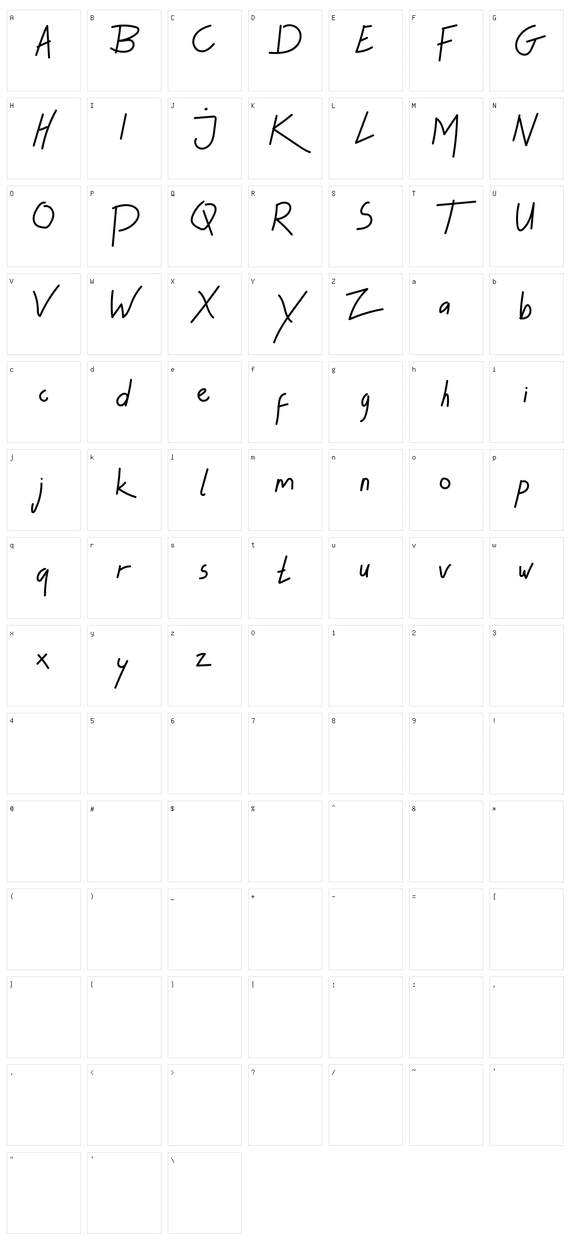 Tophandwrite Character Set