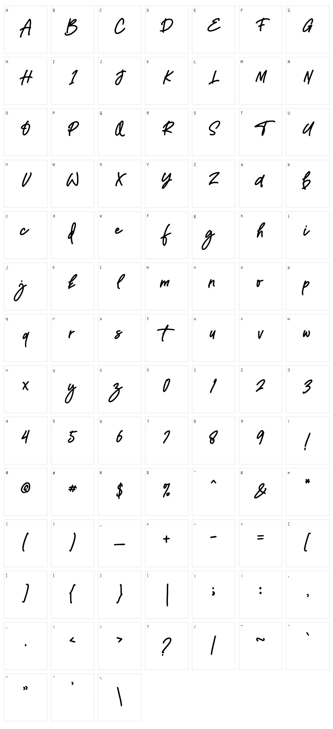 TopRista Character Set