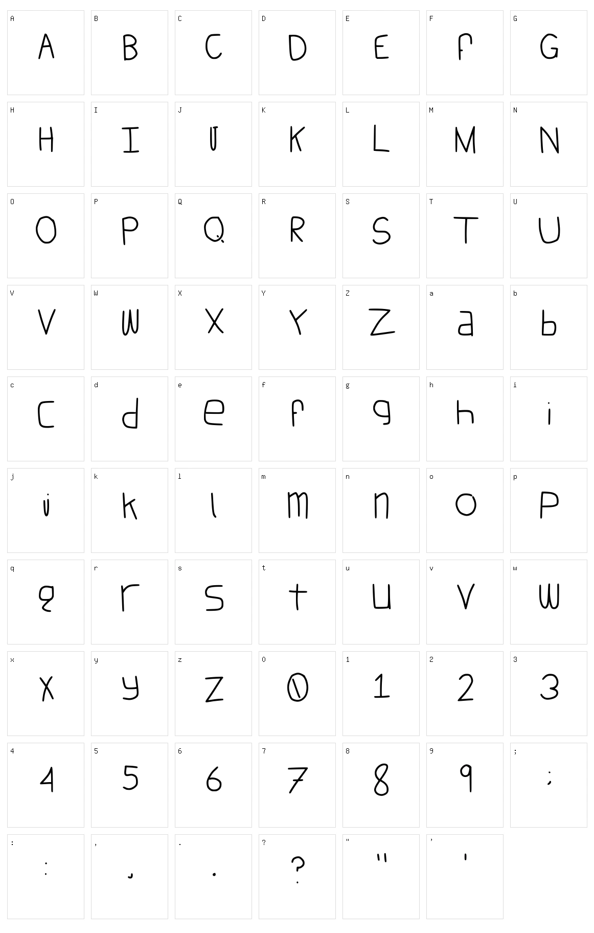 Tpage Character Set