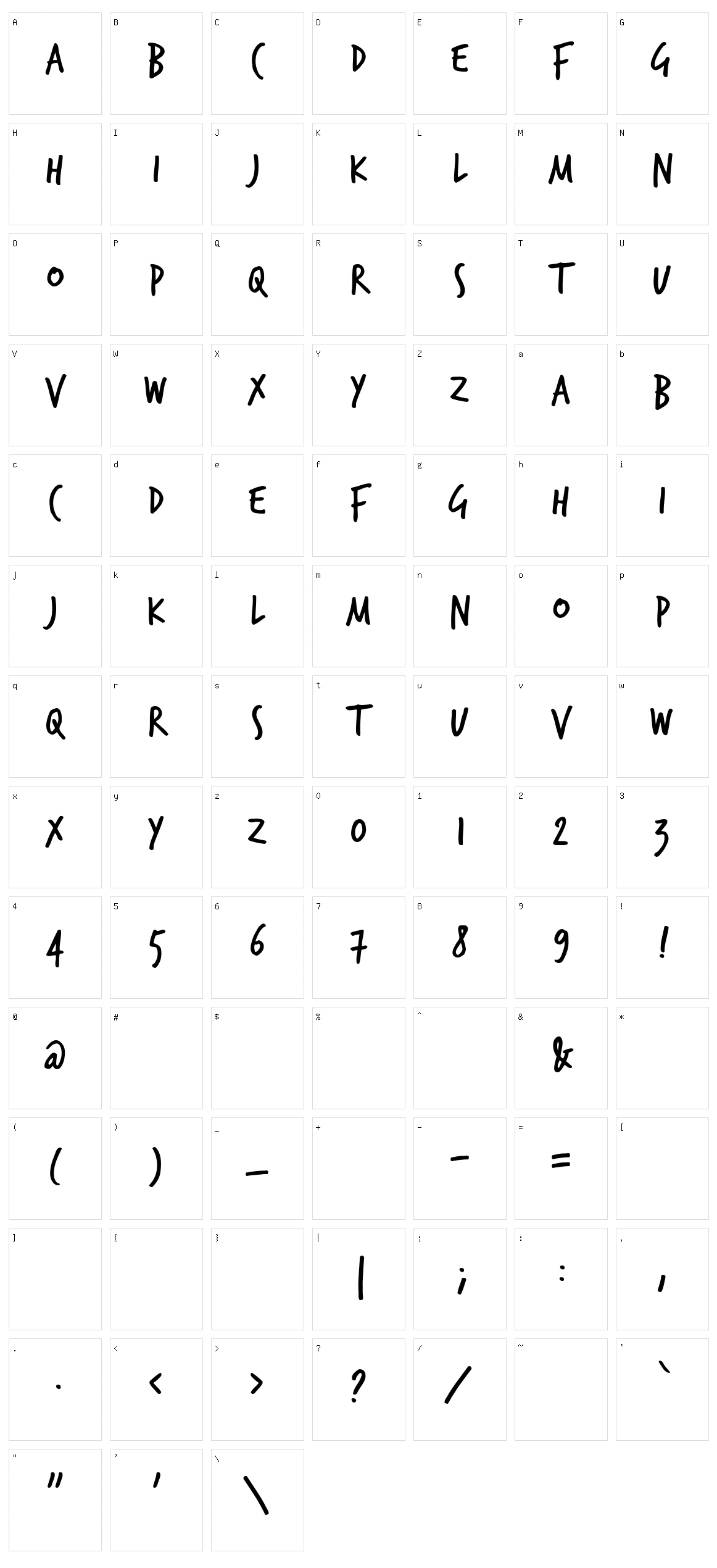 TrashHand Character Set