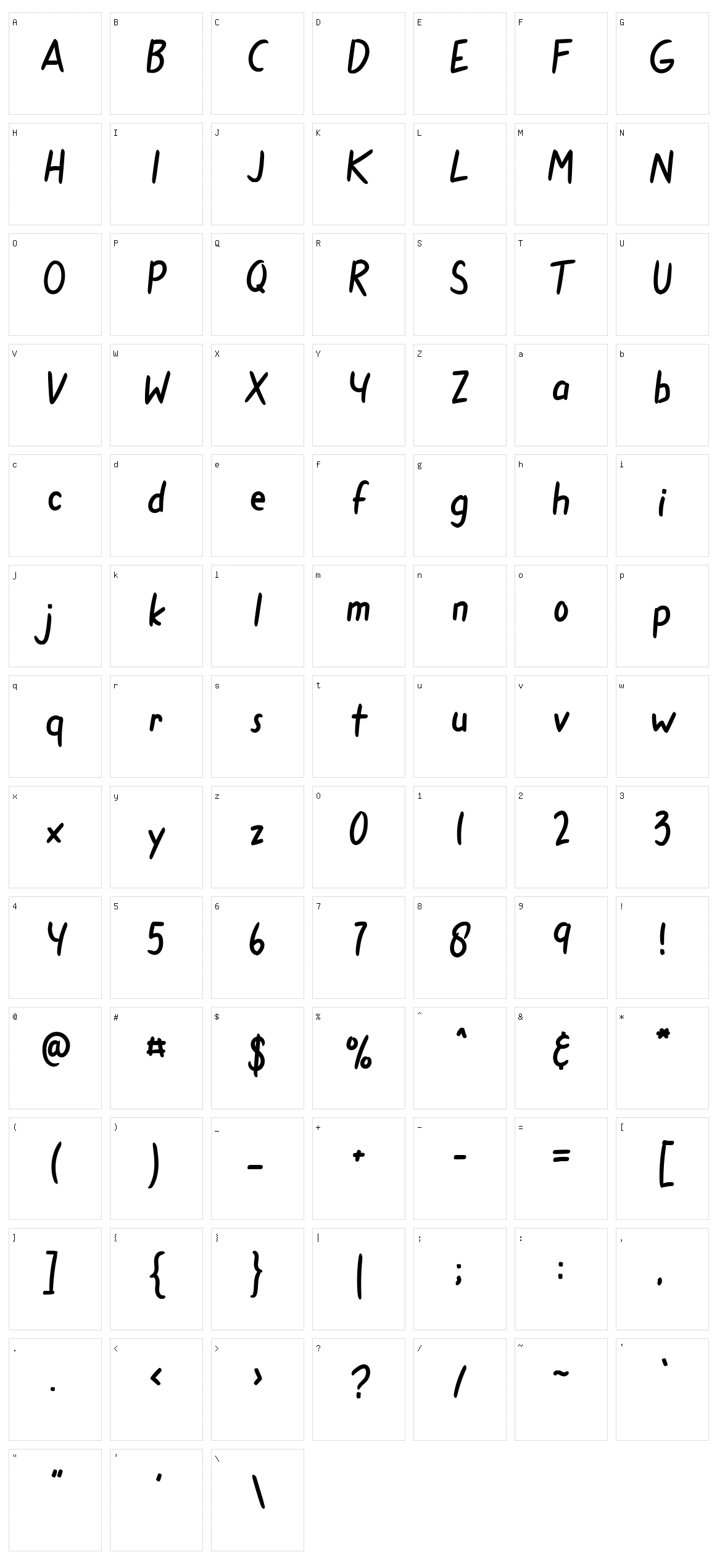 Traveler Note Character Set