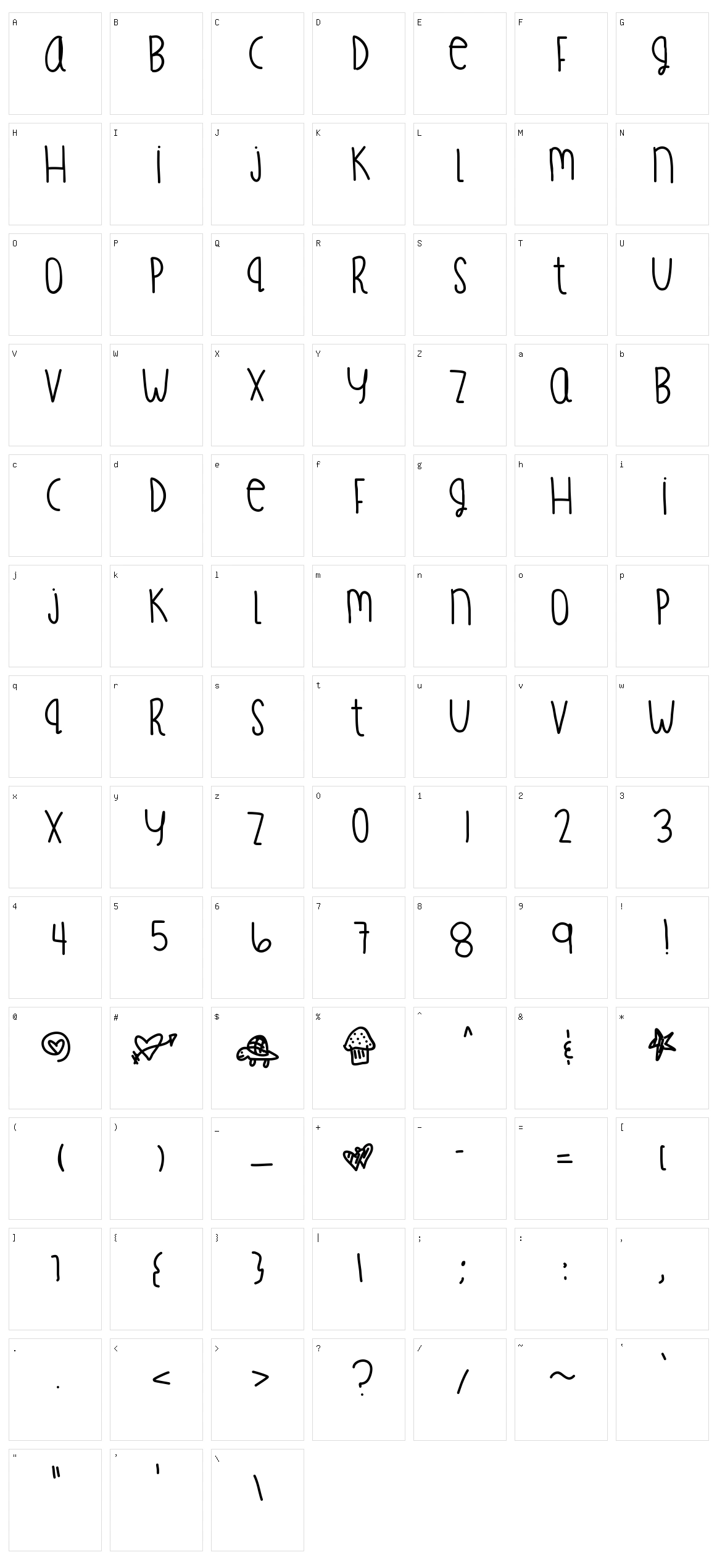 Treasure Fingers Character Set