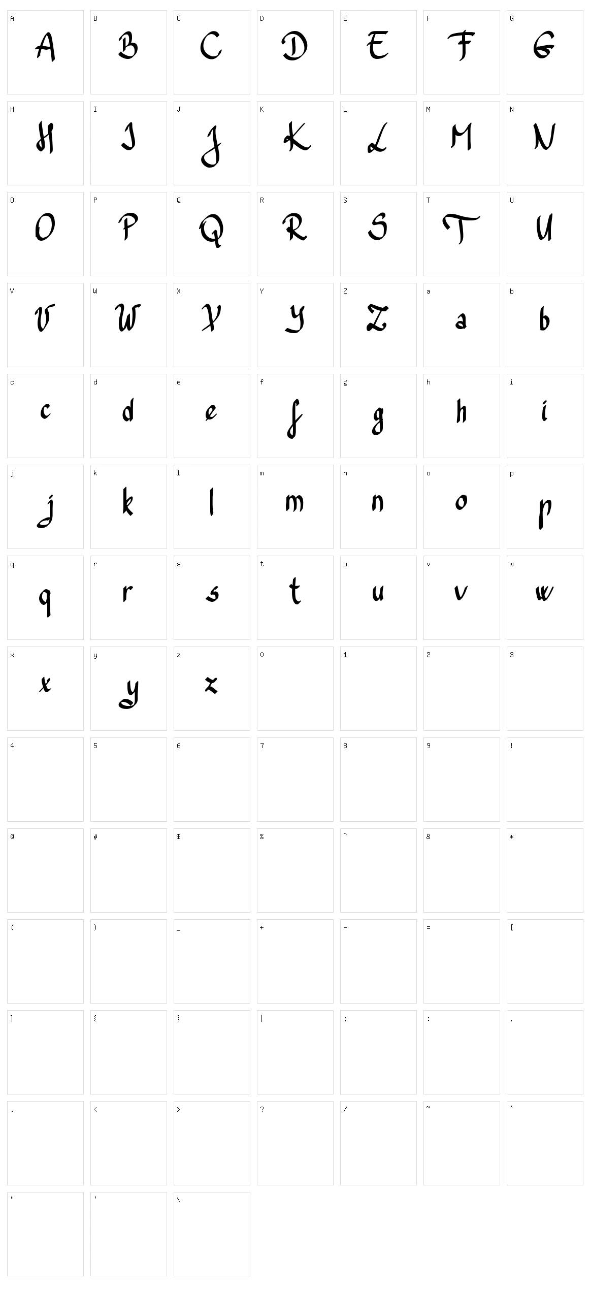 Trefay Character Set