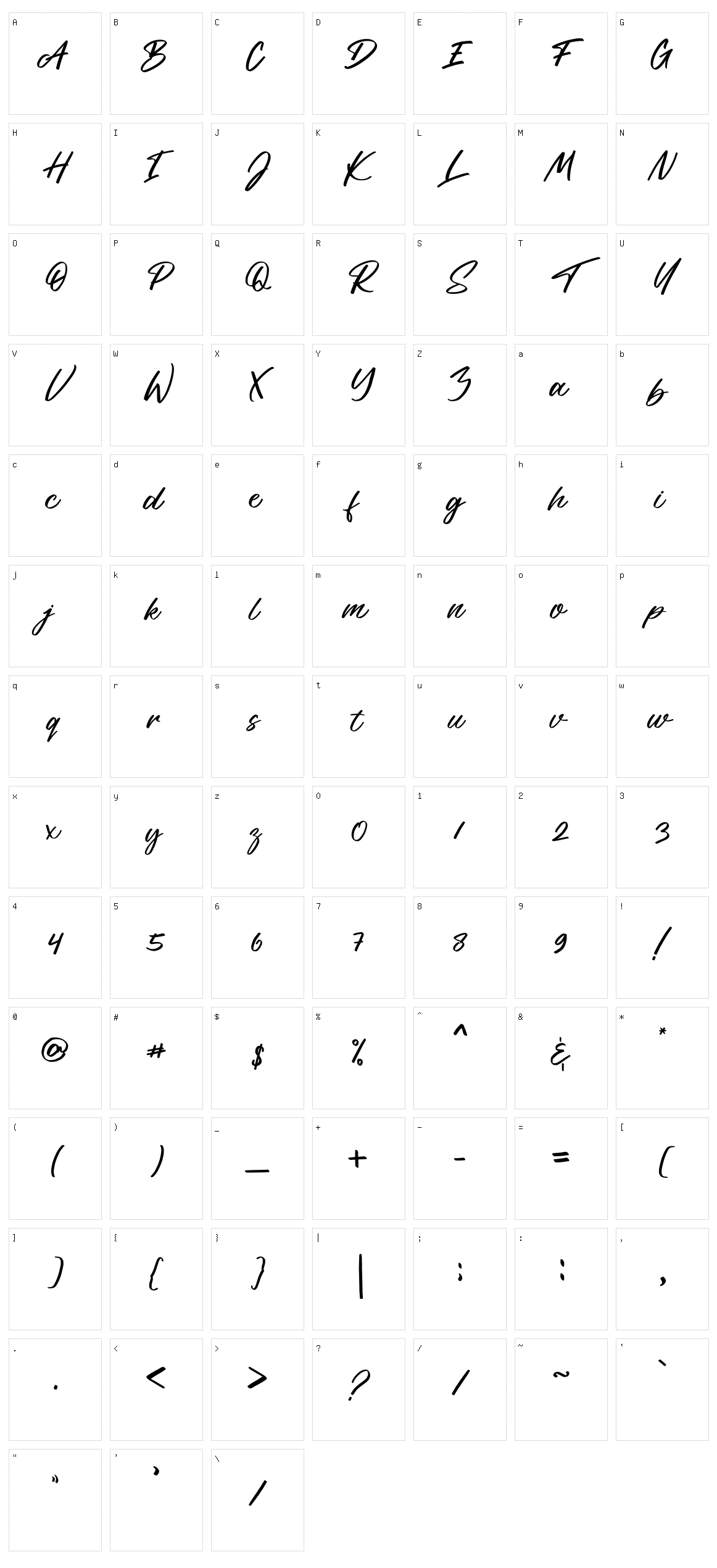 Tribista Character Set
