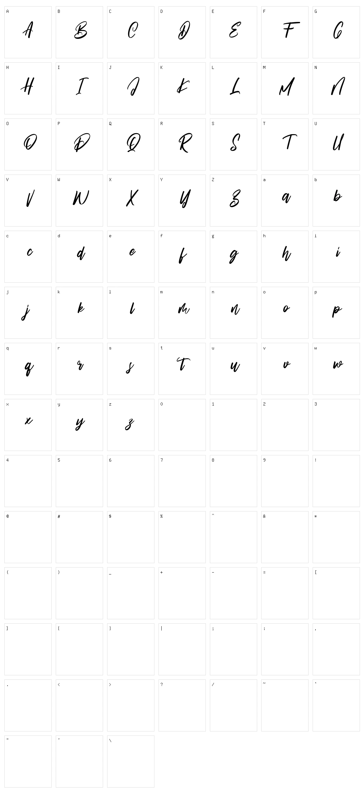 Tripfills Character Set