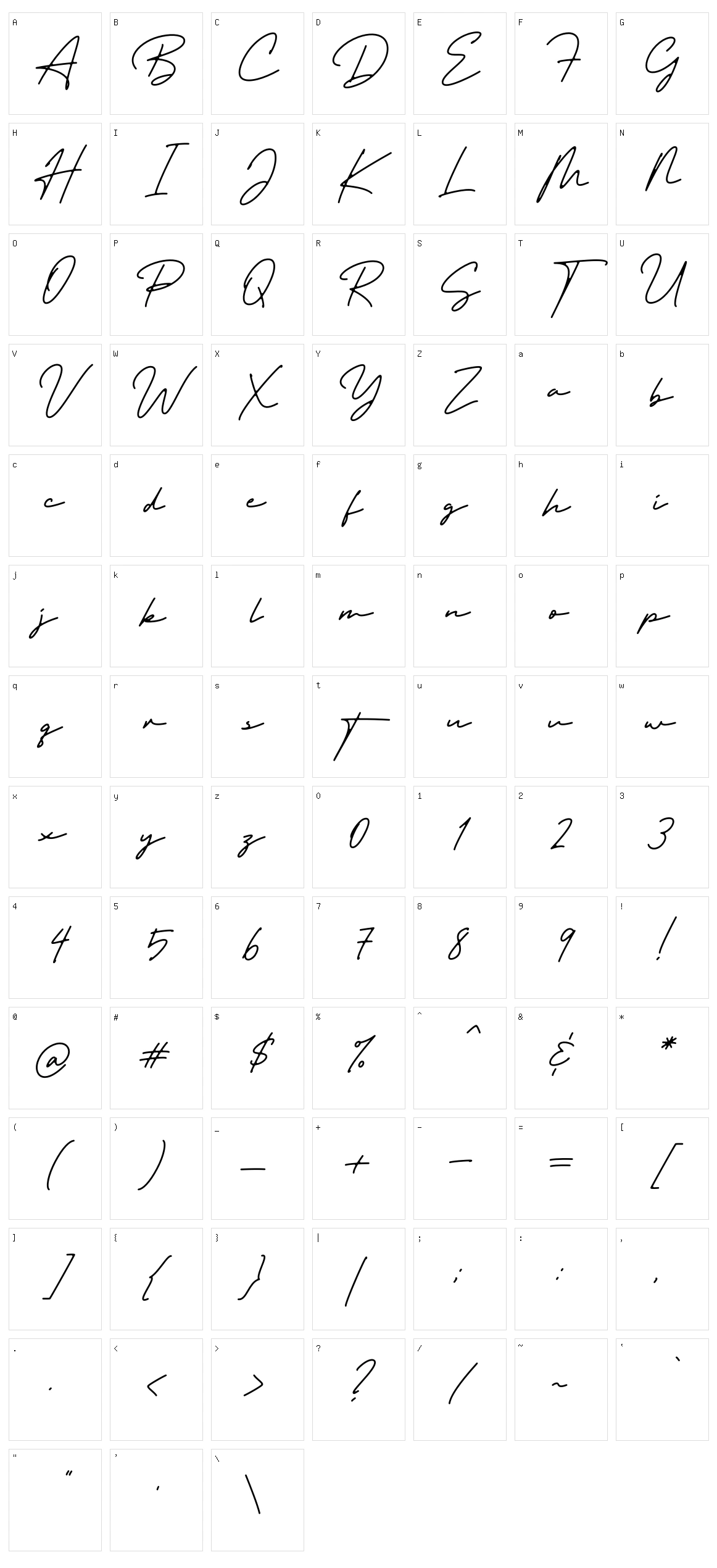 Trully Signature Character Set