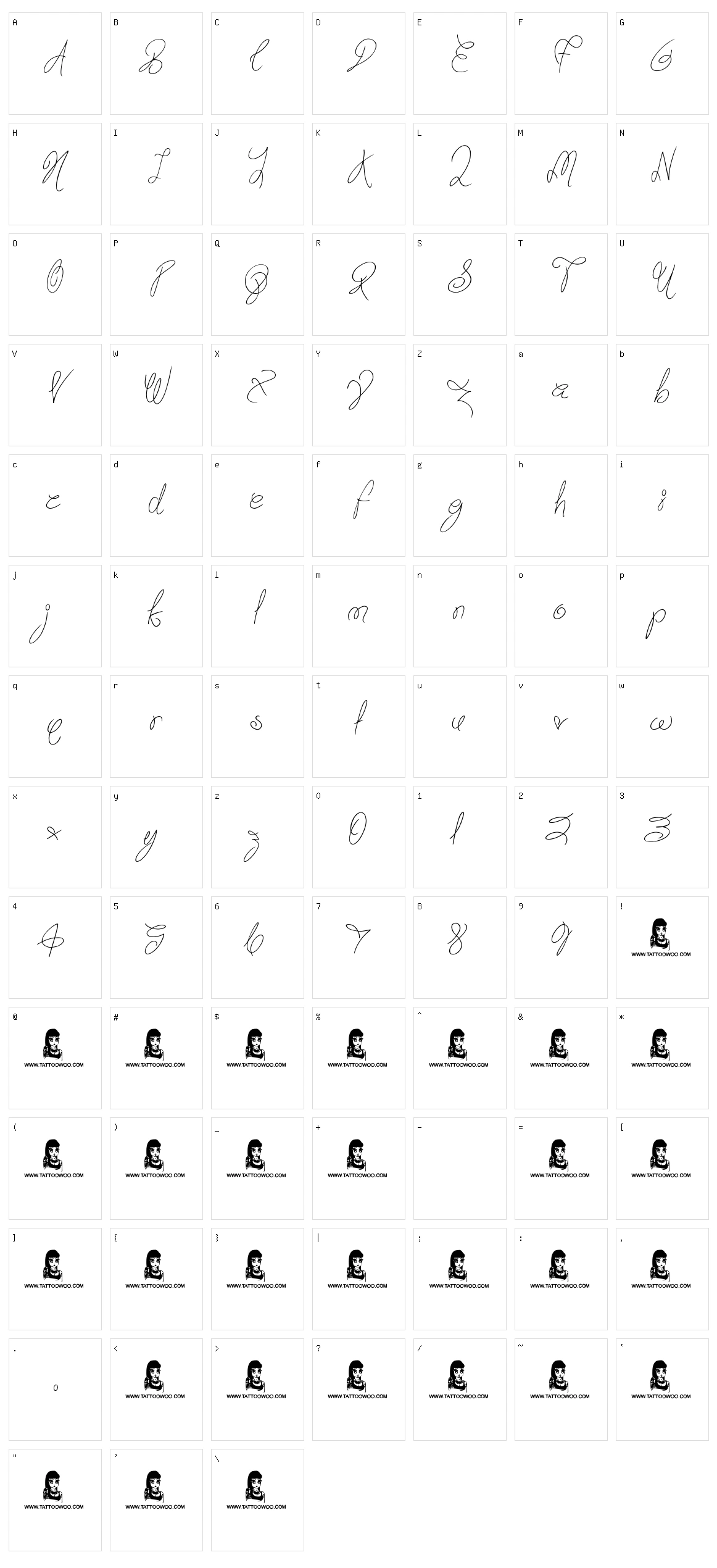Truly Yours Character Set