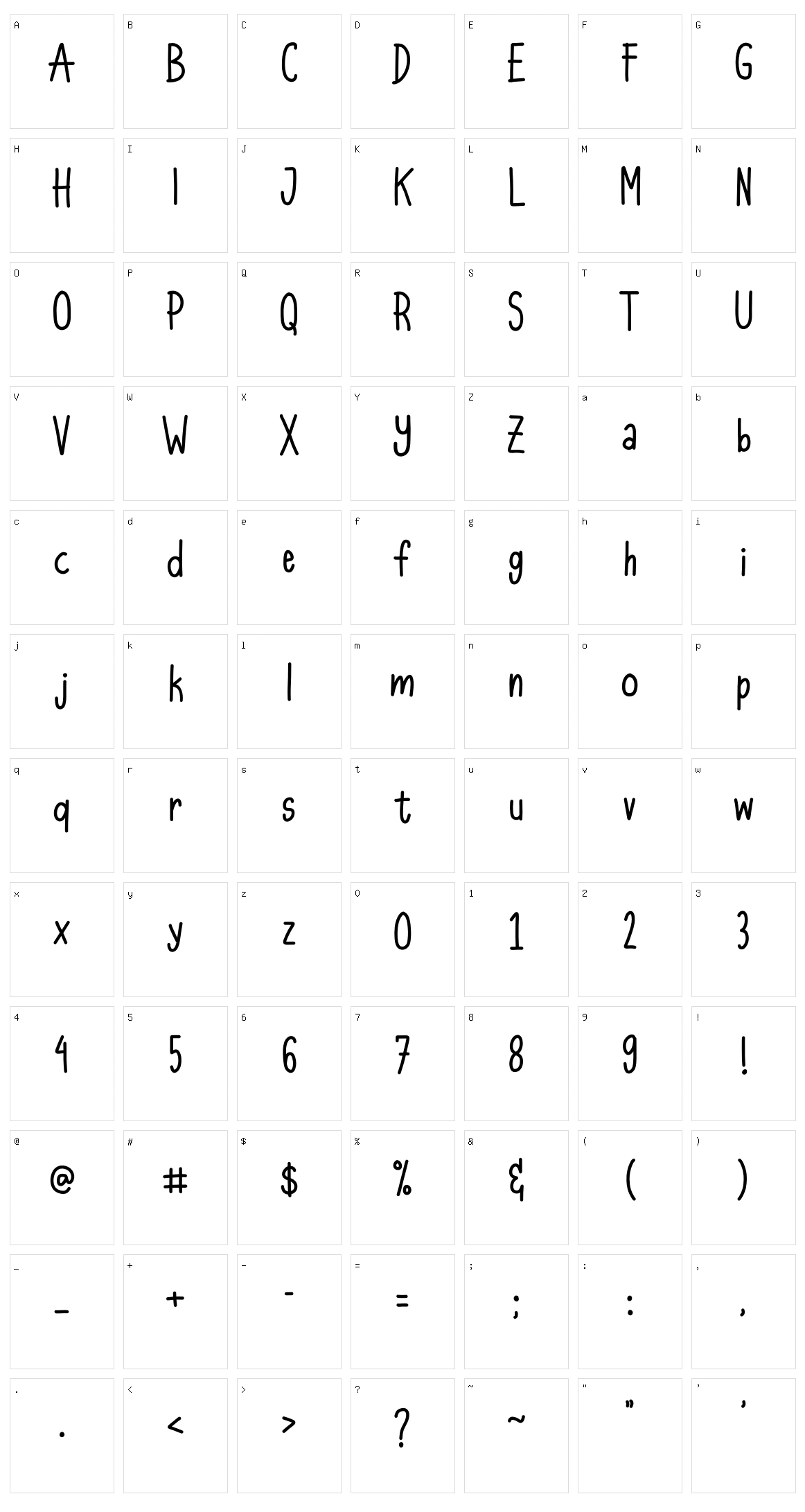 Ujiya Handwriting Character Set