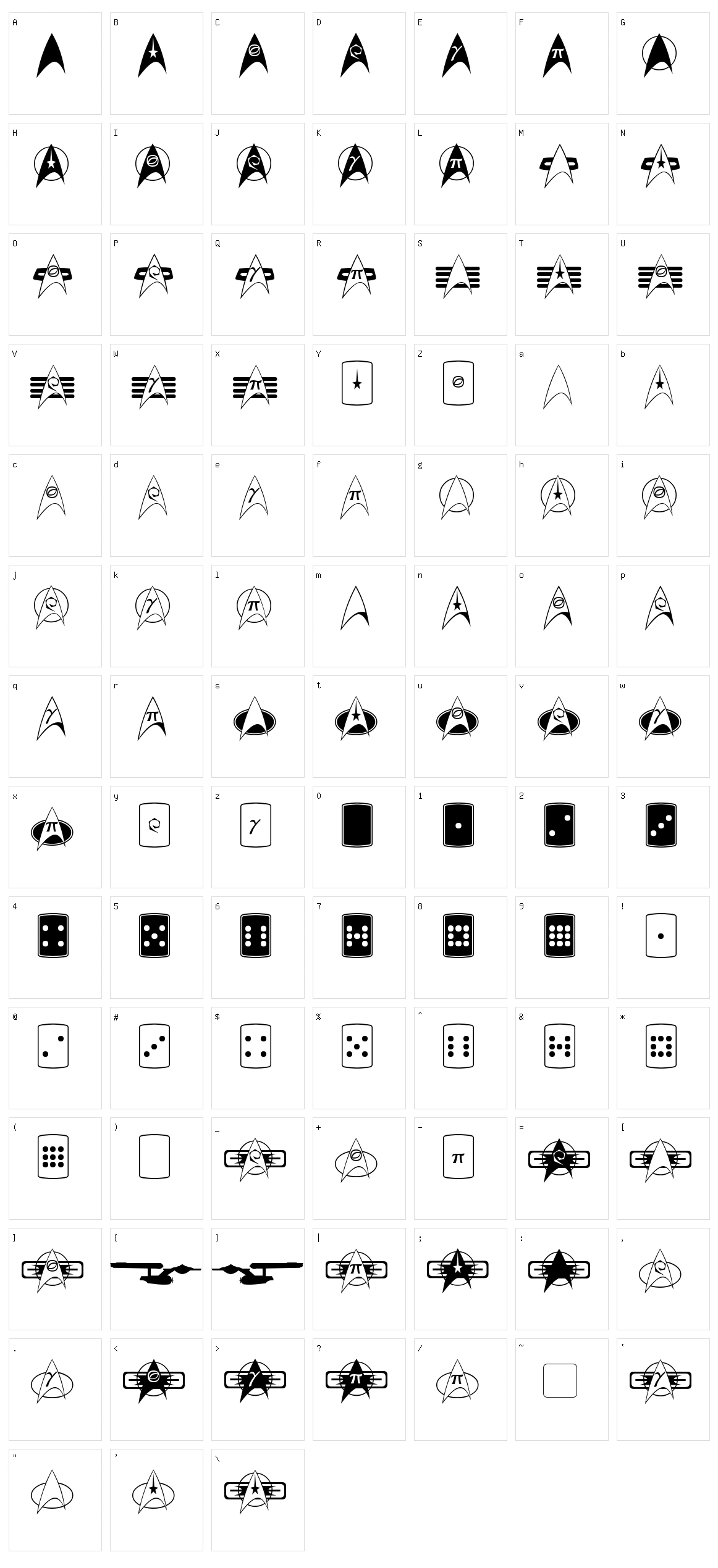 Trek Arrowheads Character Set