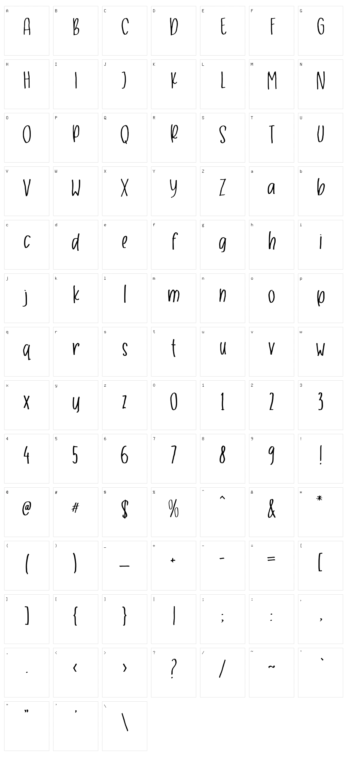 Unlucky Handwriting Character Set