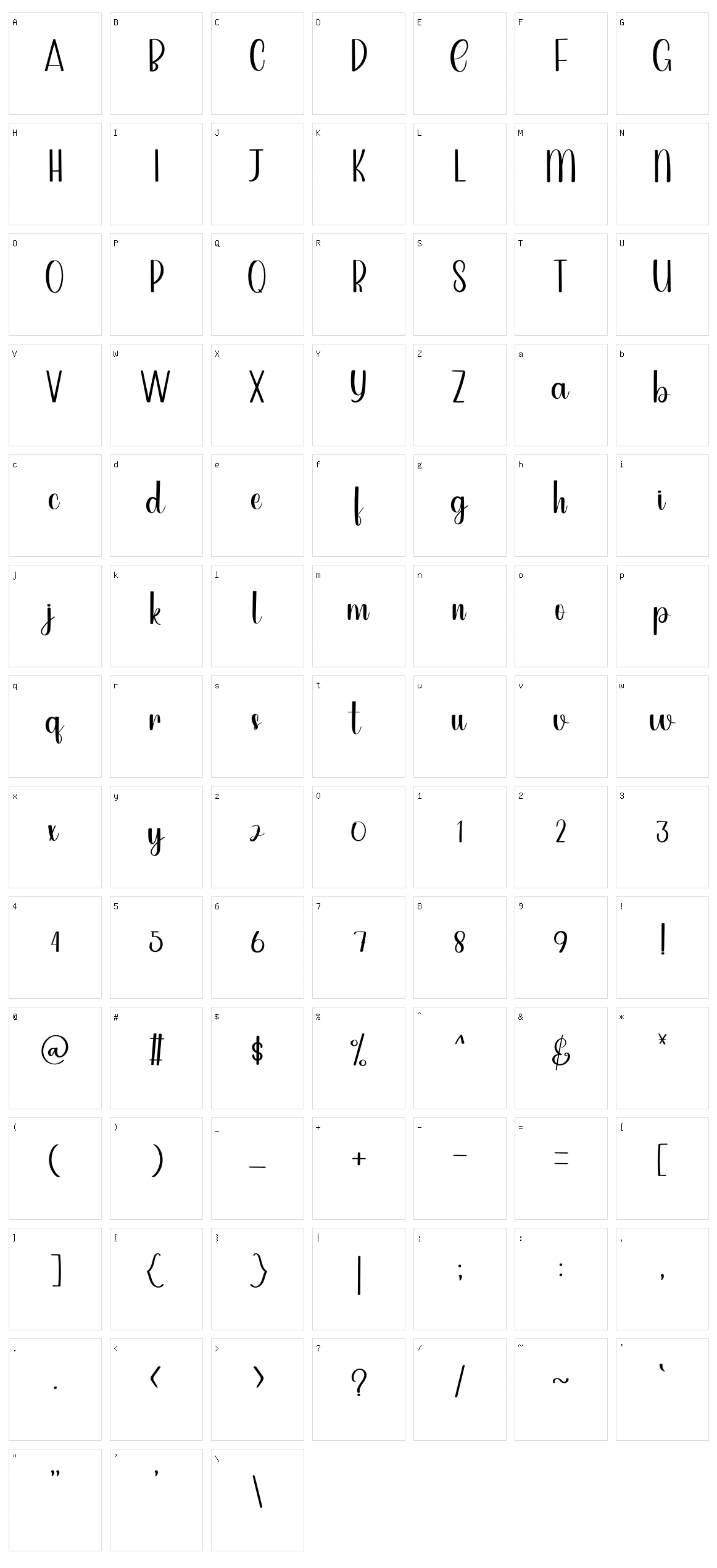 Upright Character Set