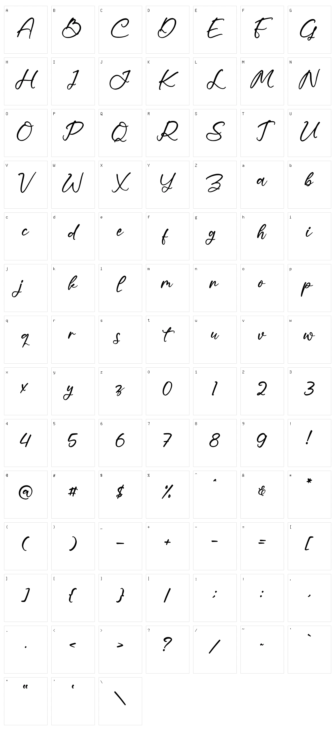 Usmout Character Set