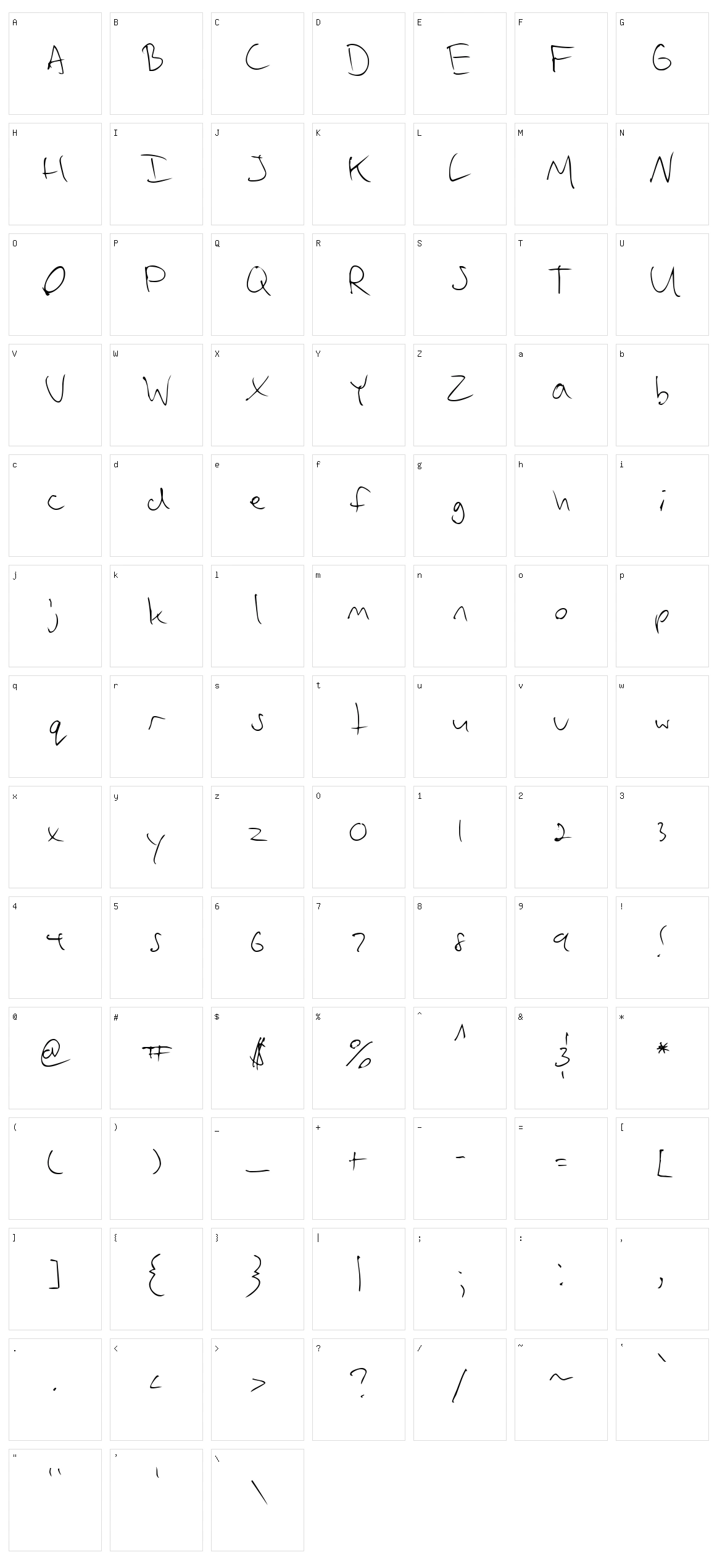 Vadim's writing Character Set