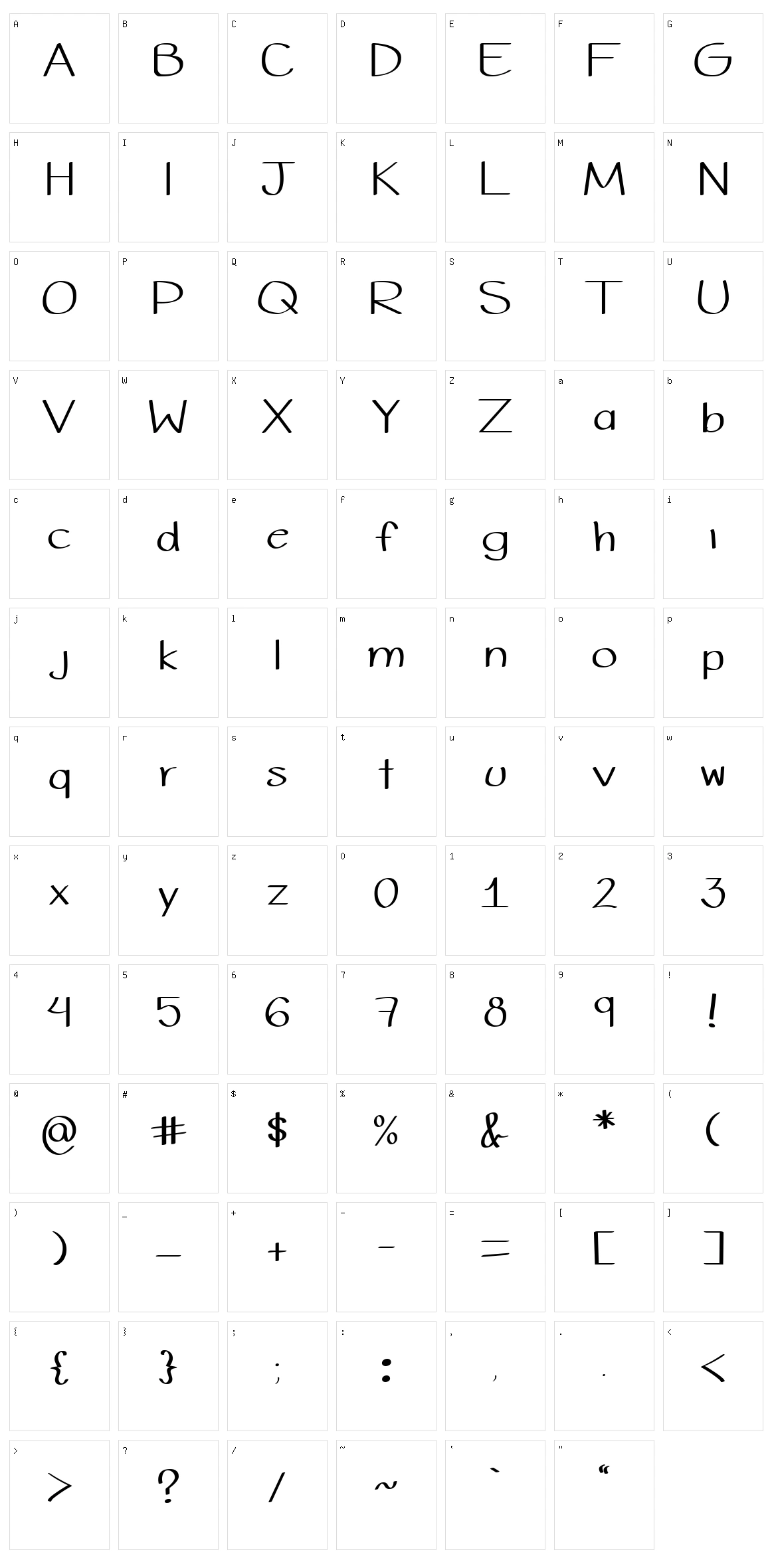 Vale Hand Character Set