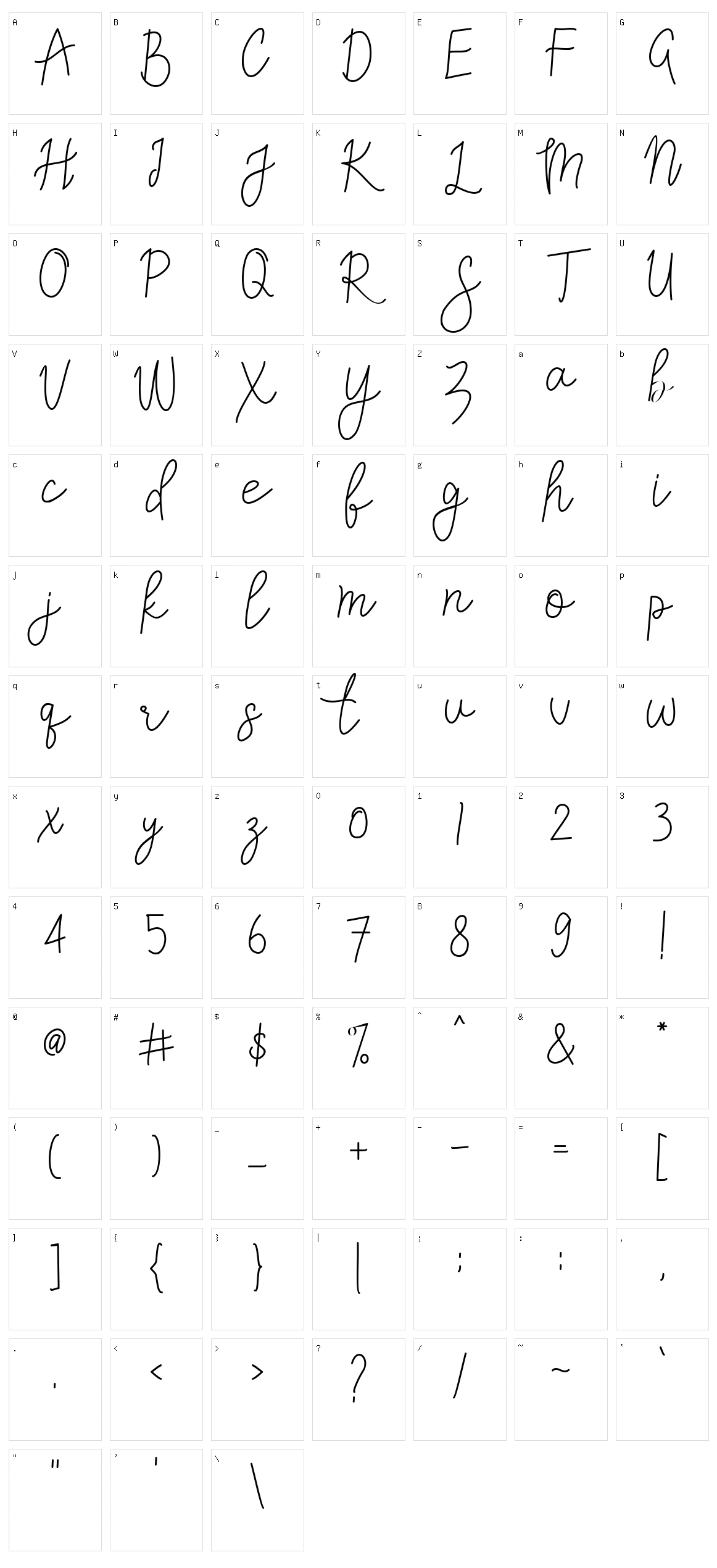 Valerine Character Set