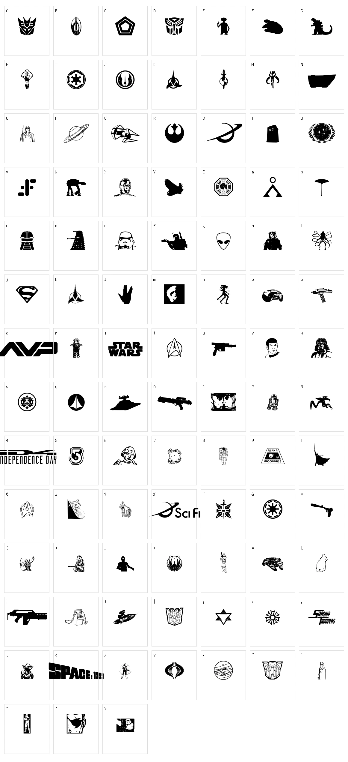 World of SciFi Character Set