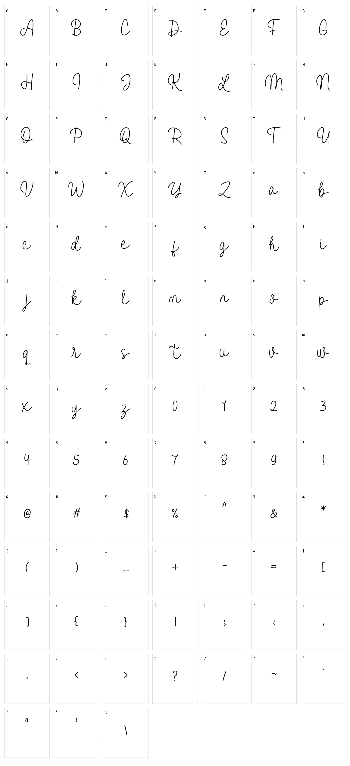 Vanella Character Set
