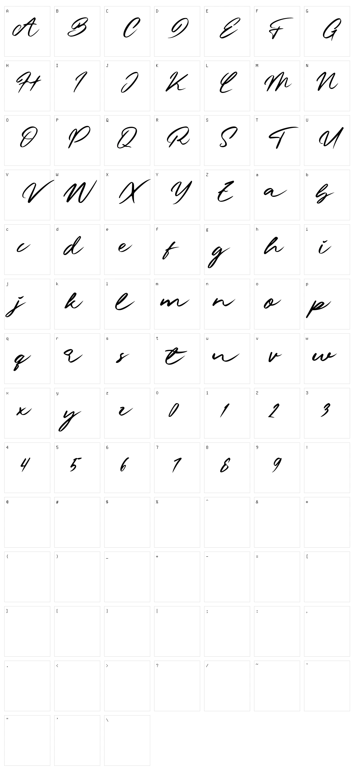 Vanessia Character Set
