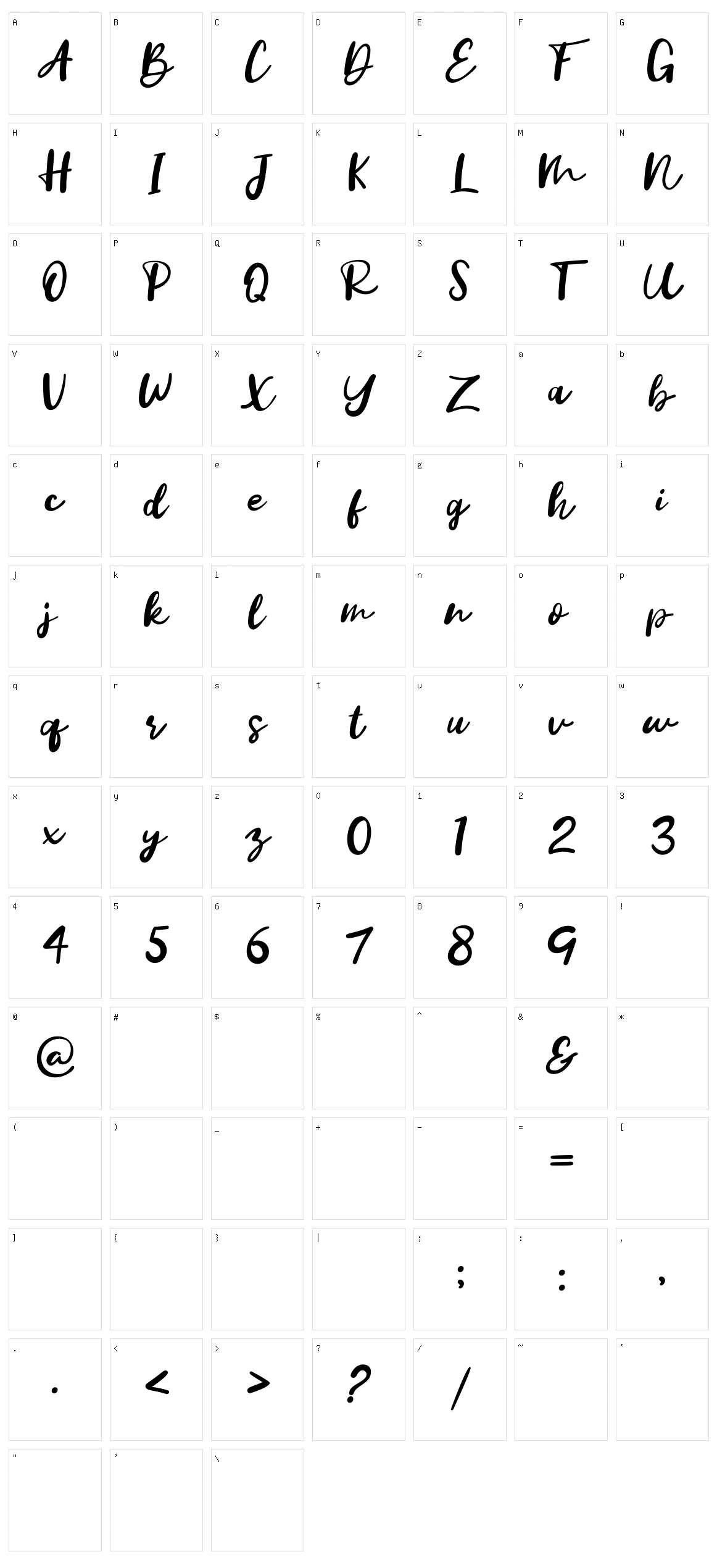 Vanilla Twilight Script Character Set