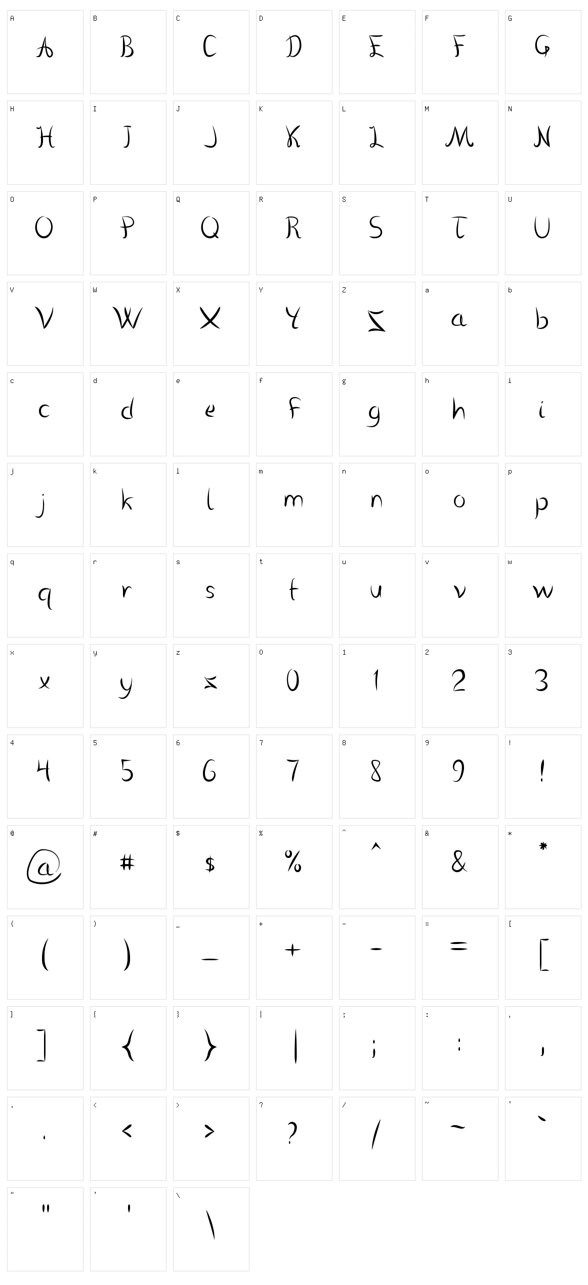 Vanlose Handwritten Character Set