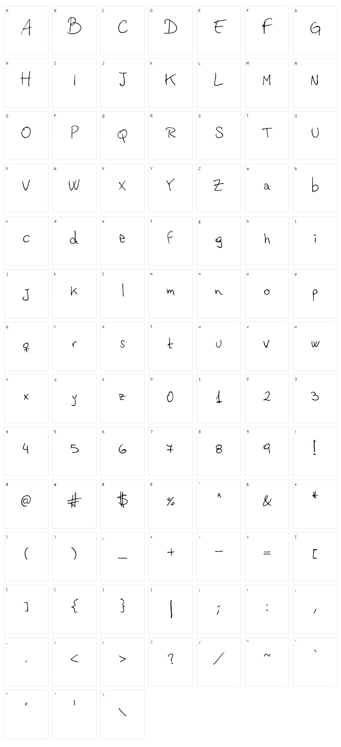 Vastorga Letter Character Set
