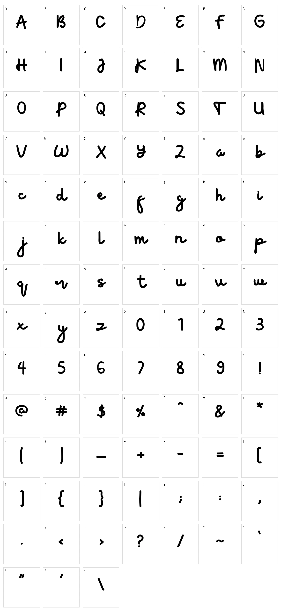 Velonia Character Set