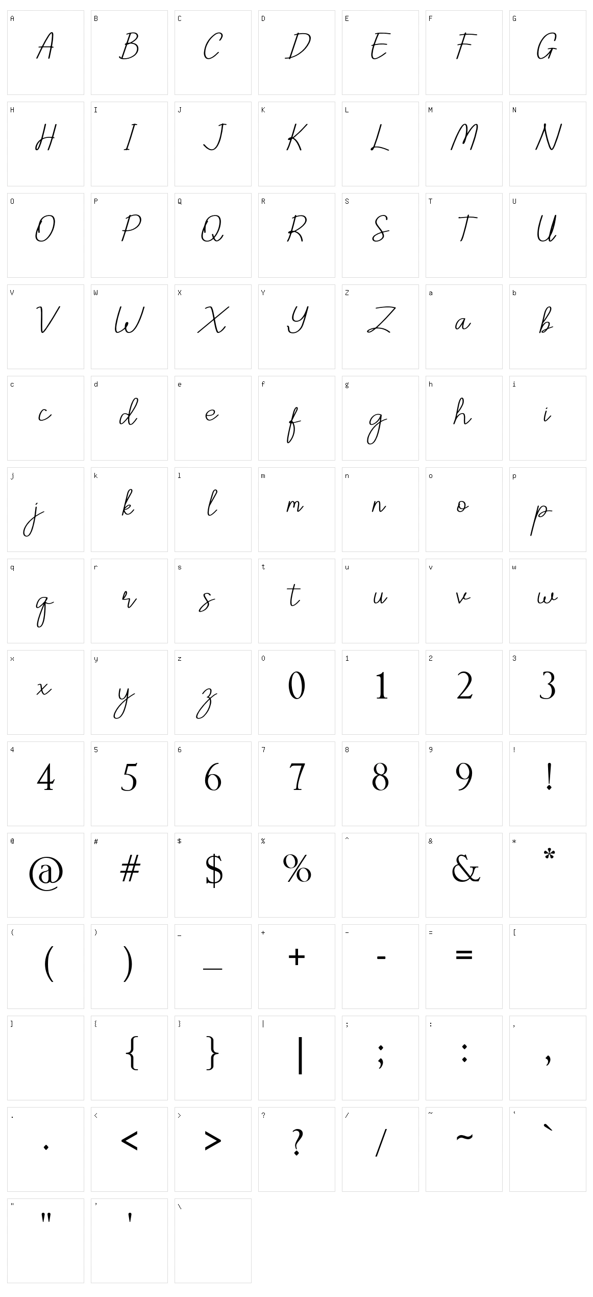 Ventina Character Set