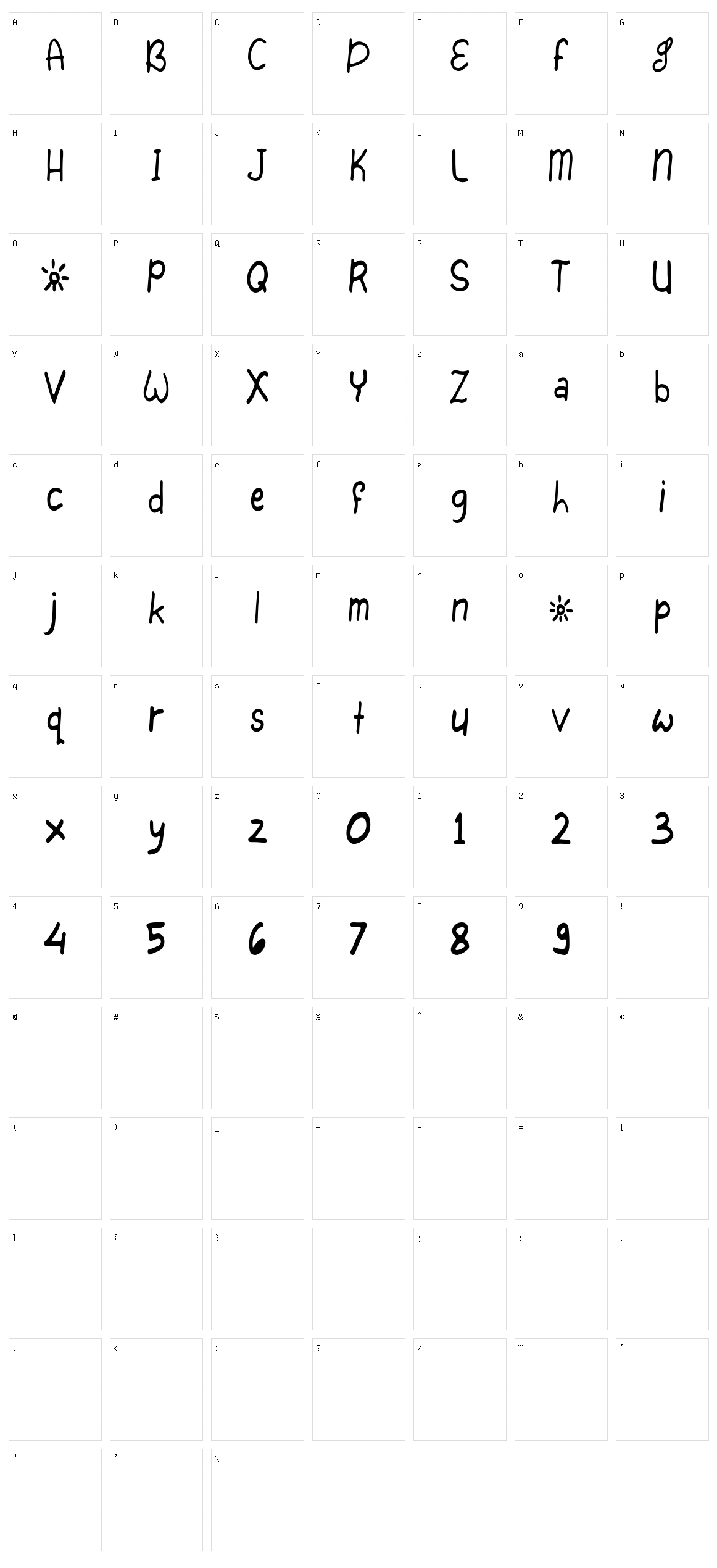 Vertical Character Set
