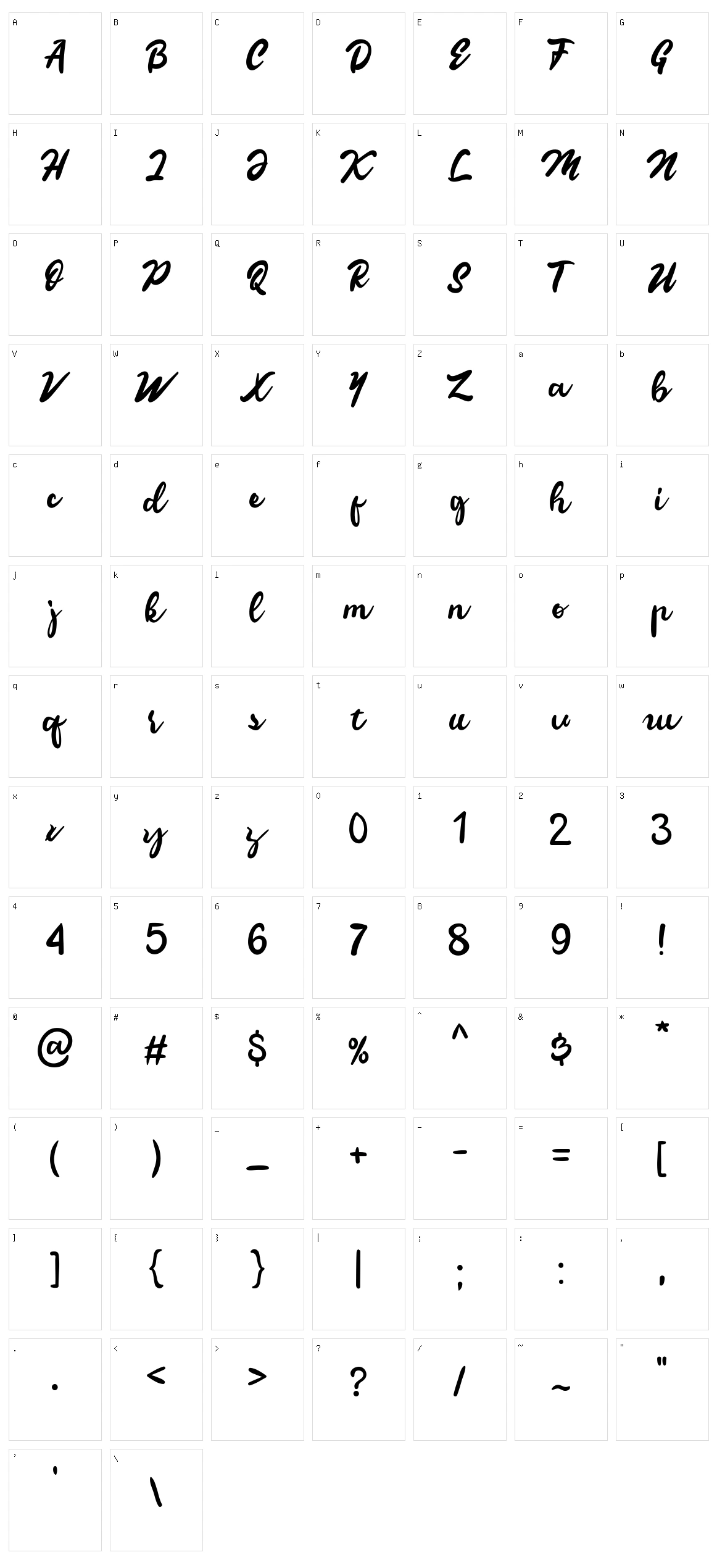 Vertilaser Character Set