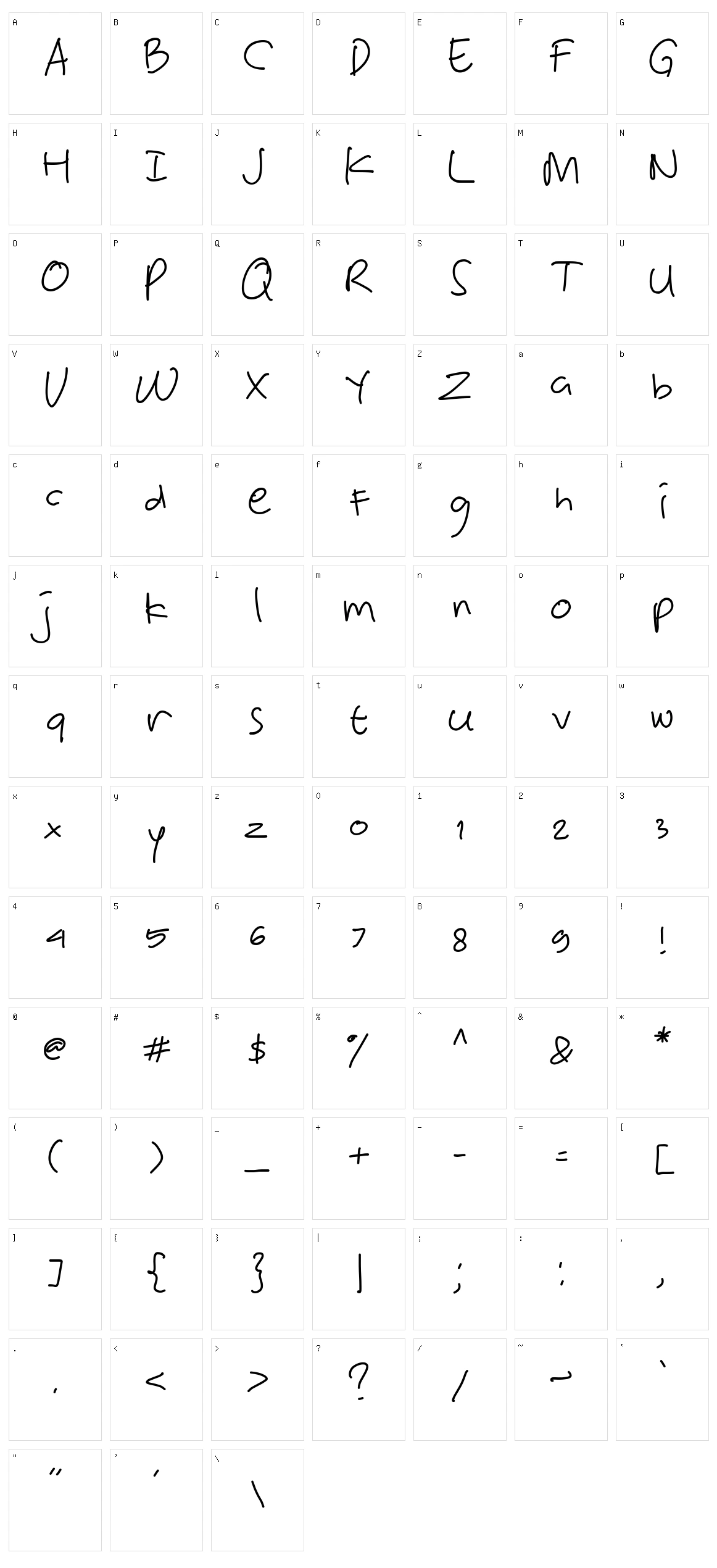 Victorya Handwriting Character Set