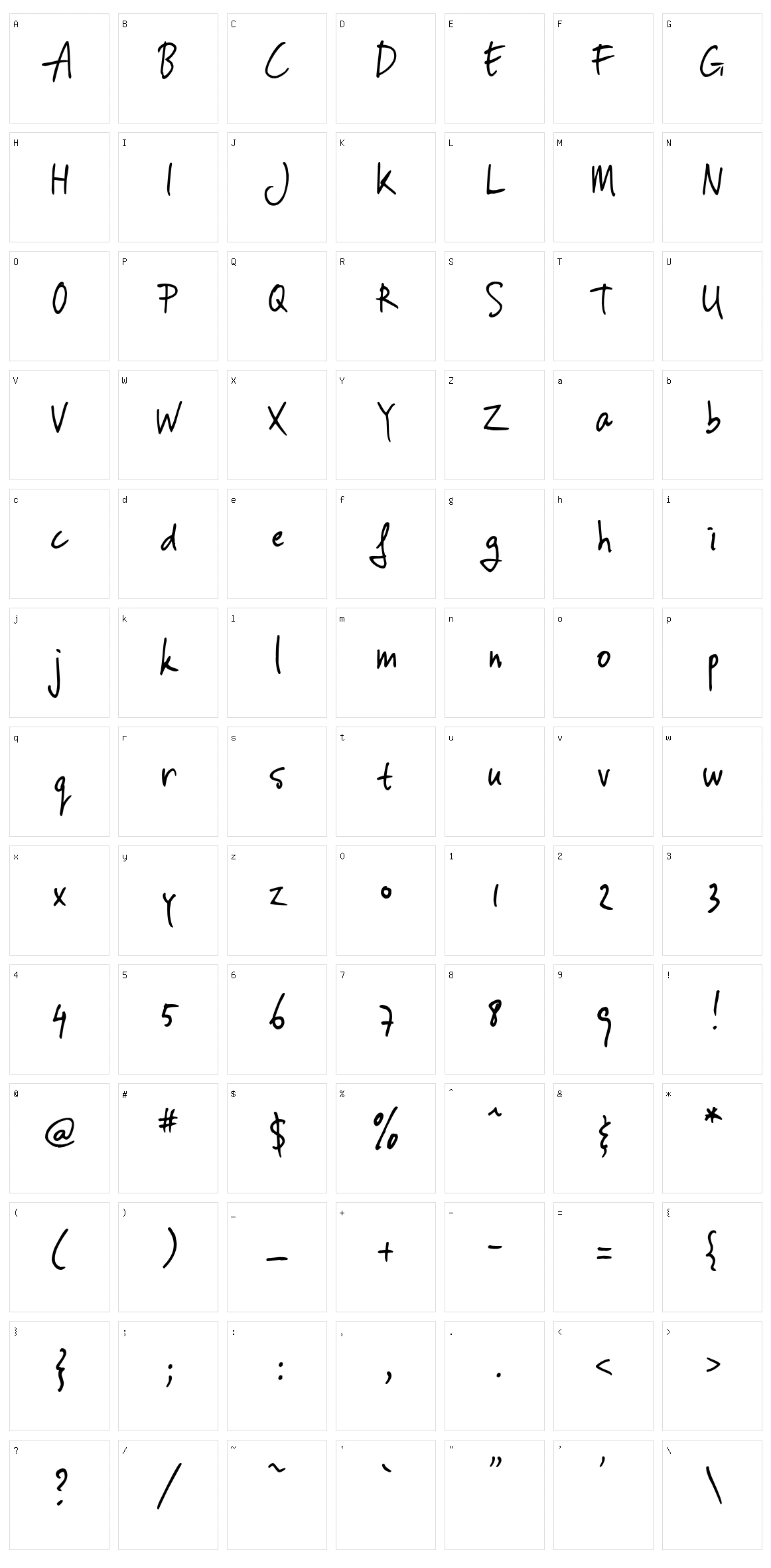 Vinc Hand Character Set