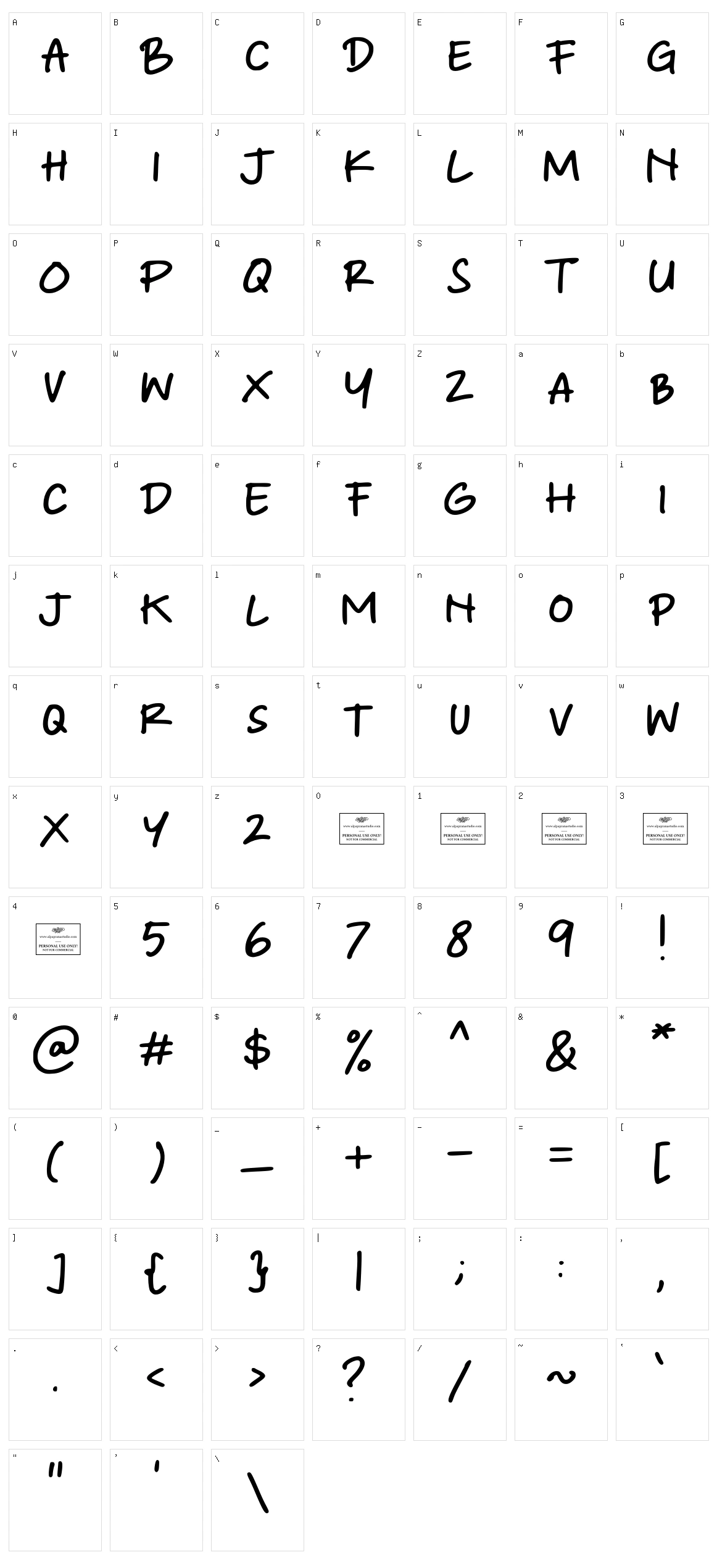 Virtual Note Character Set
