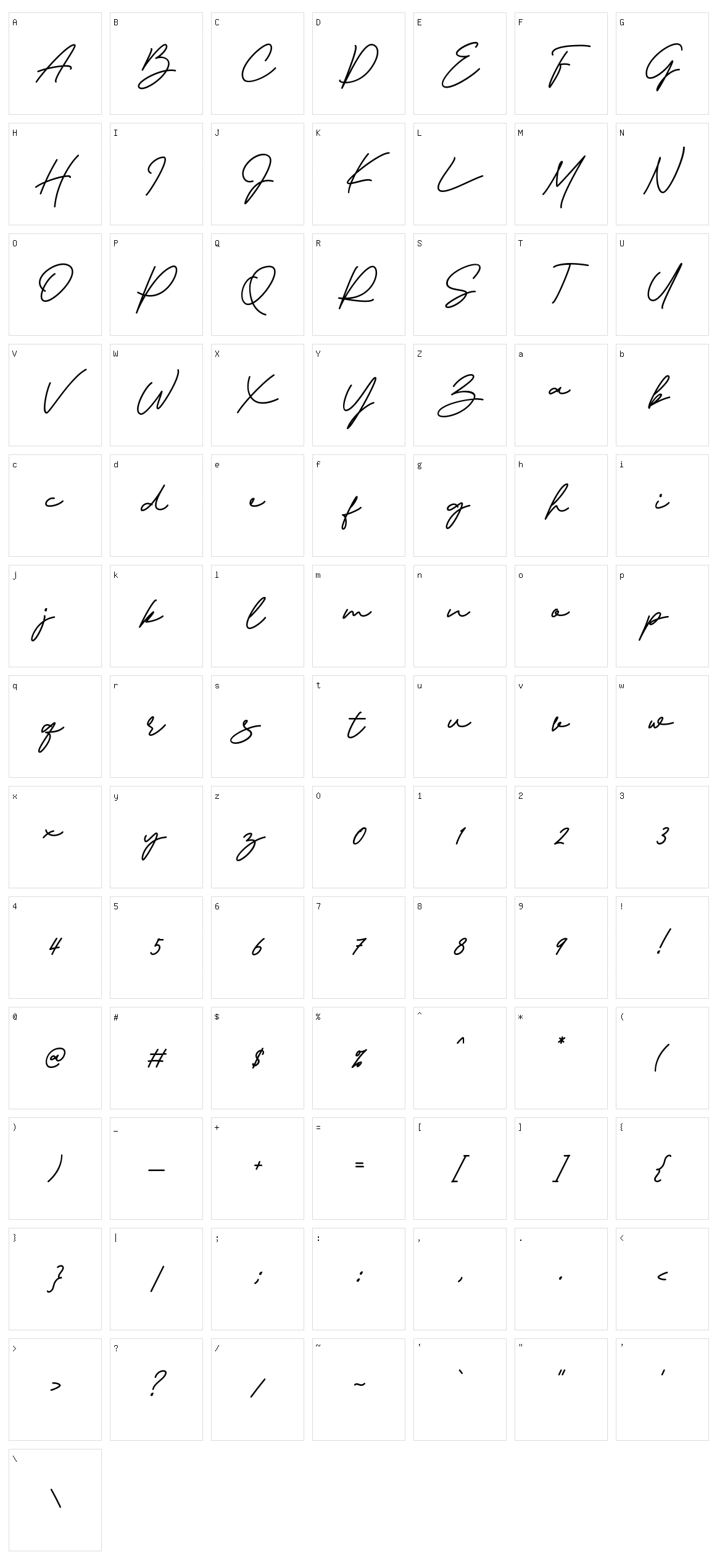 Visual Hollow Script Character Set